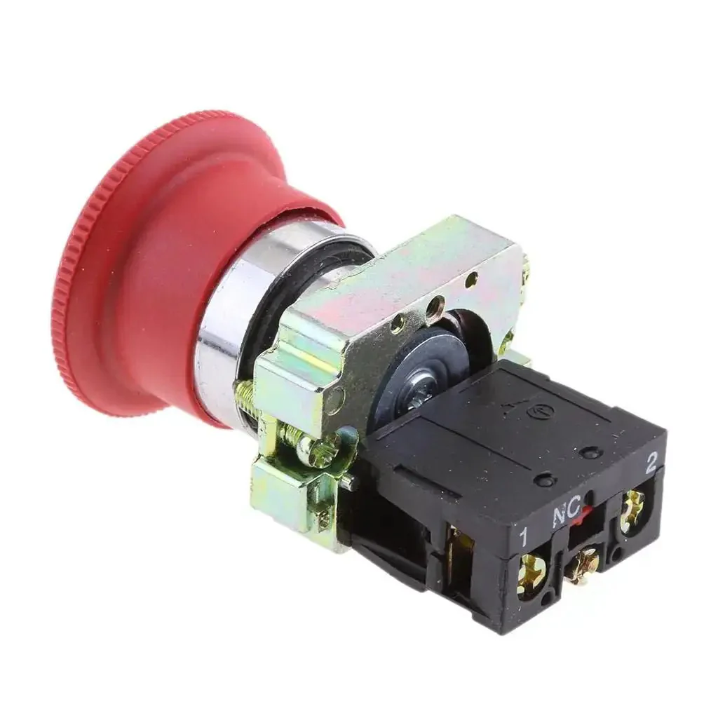 Mushroom Head Emergency Stop Push Button Assembly 22mm Turn To Release, Normally Closed Latching Rotary Stop Button For Industrial Machines, 10A AC15 240V, Tough As Nails Safety Switch, XB2-BS542 Compatible, Pack Of Four - Image 4