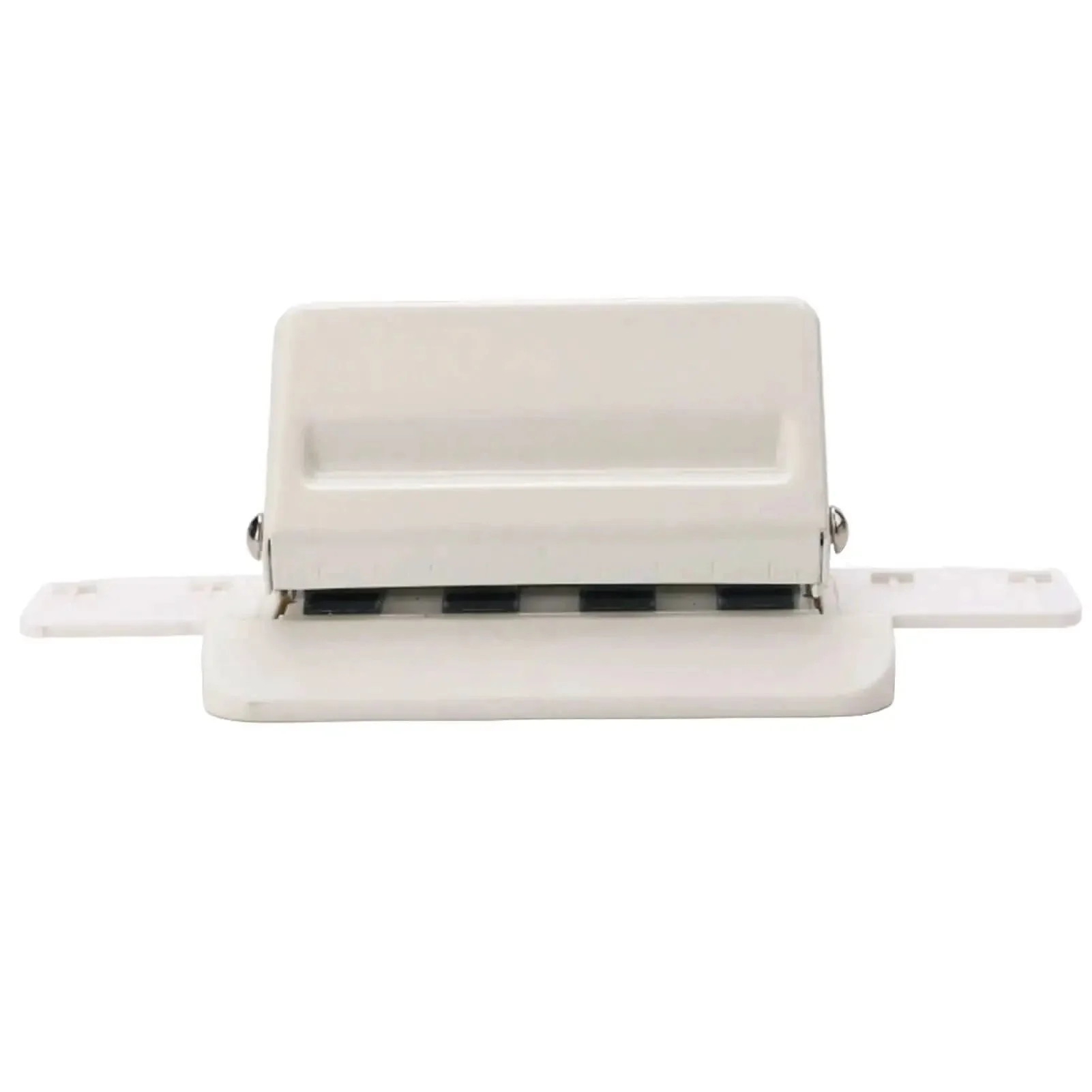 Mushroom Shaped Four Hole Paper Punch With Built In Ruler And Positioning Posts Metal Handheld Punch For School And Home DIY Crafts Handles Up To Three Sheets Compact White Design For Quick Precise Hole Punching - Image 4