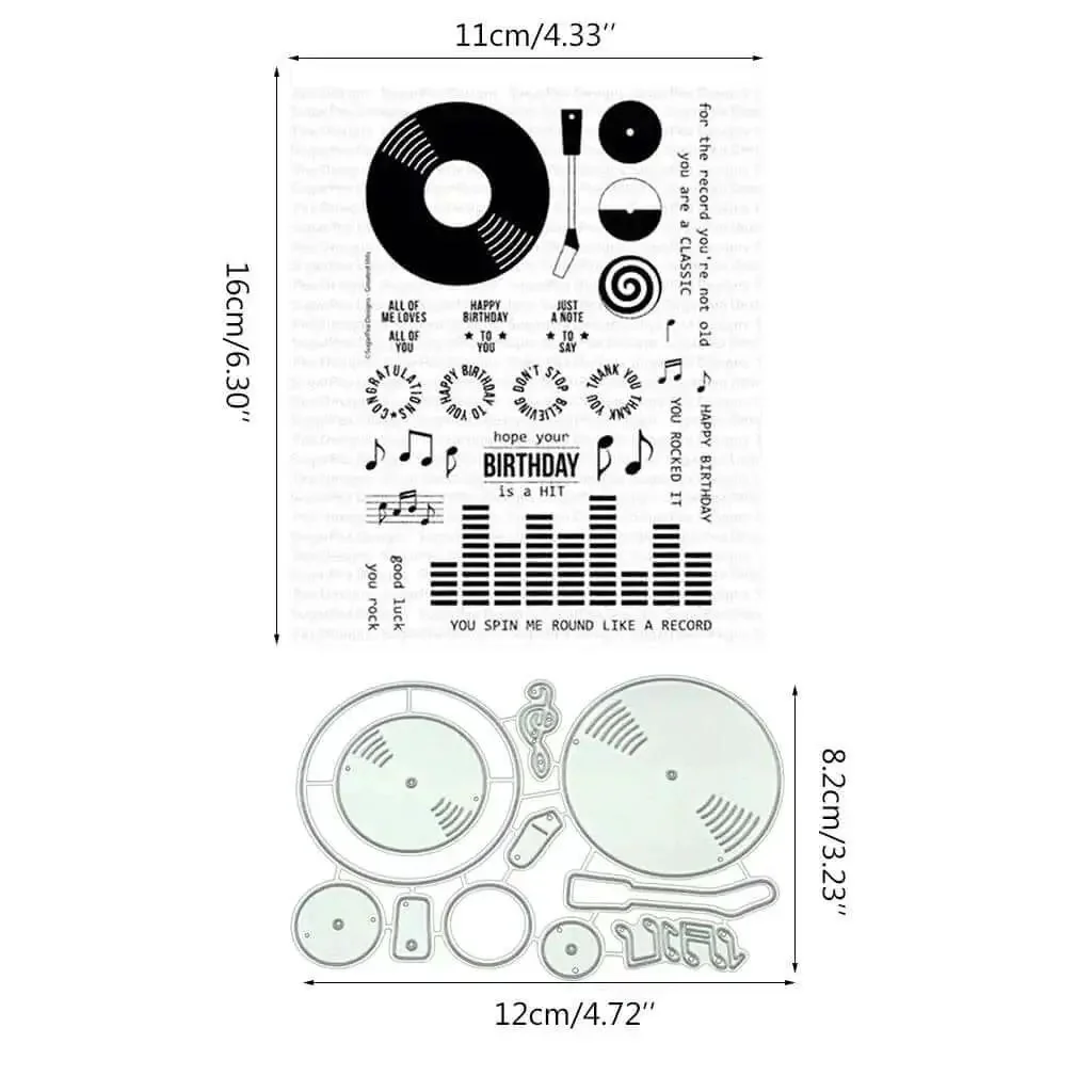 Music CD Style Clear Stamp And Die Set For Card Making And Scrapbooking Do It Yourself Embossing Kit For Photo Albums And Paper Crafts Dope Quality Carbon Steel Dies And TPR Stamps Safe On Any Acrylic Block Durable And Reusable - Image 9