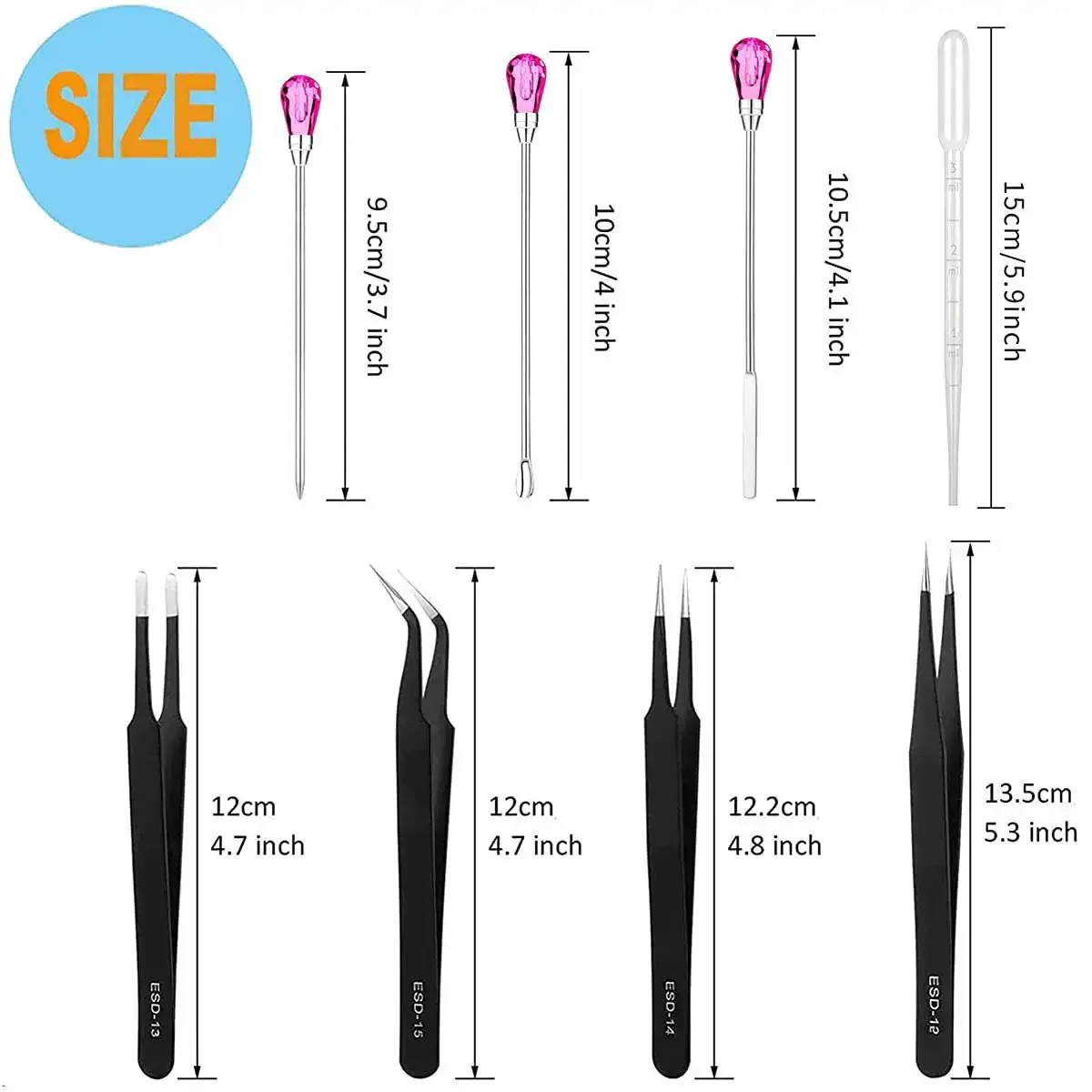 Must-Have 11 Pcs Resin Tools Kit With Stirrers Spoons Poke Needles Anti-Static Tweezers And Pipette For Resin Art Jewelry Making Epoxy Casting DIY Crafts Rose Red - Image 9
