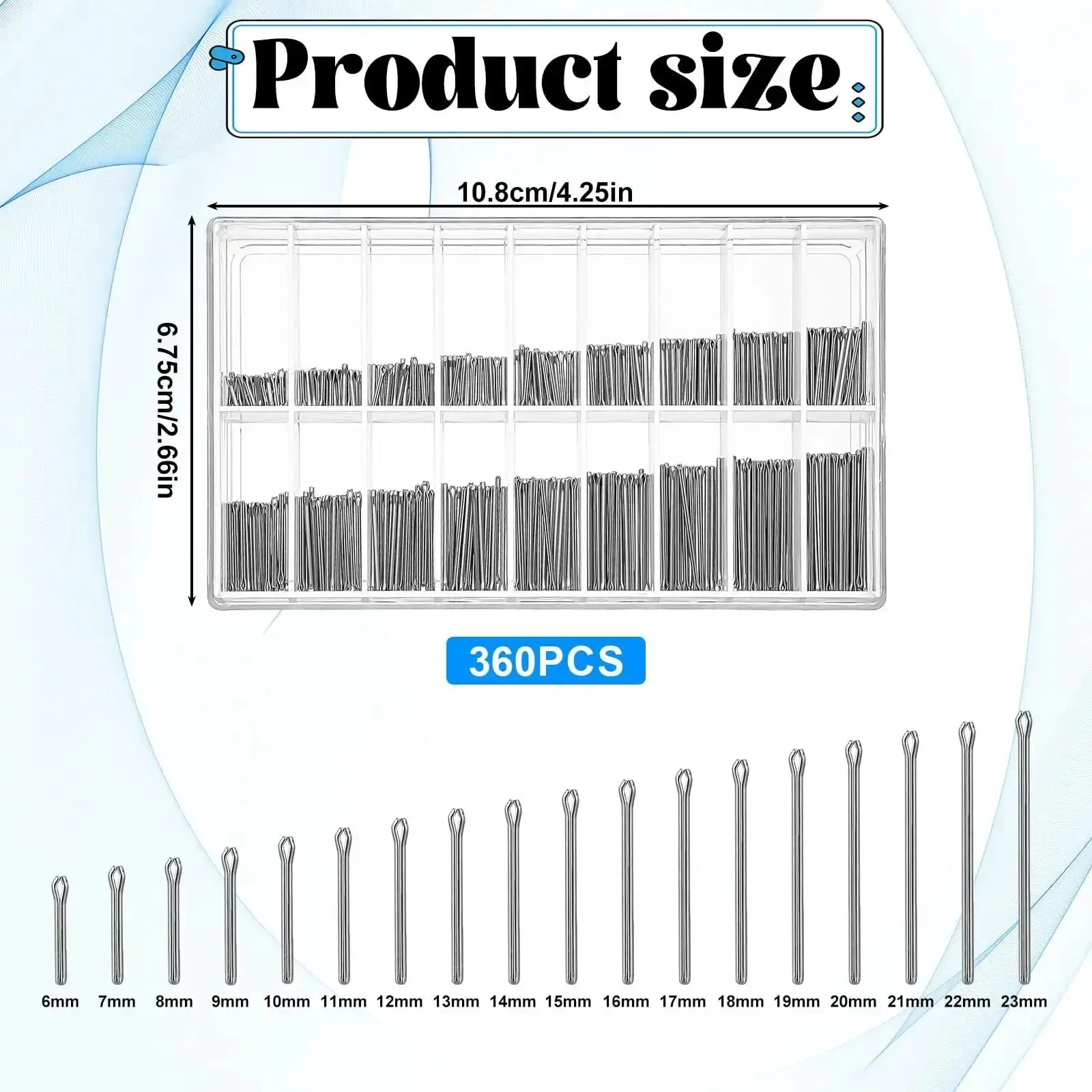 Must-Have 360 Piece Stainless Steel Watch Band Pins Kit With 18 Sizes From 6mm To 23mm For Quick Band Fix Link Cotter Pins Replacement Set For Watchbands And Bracelets - Image 7