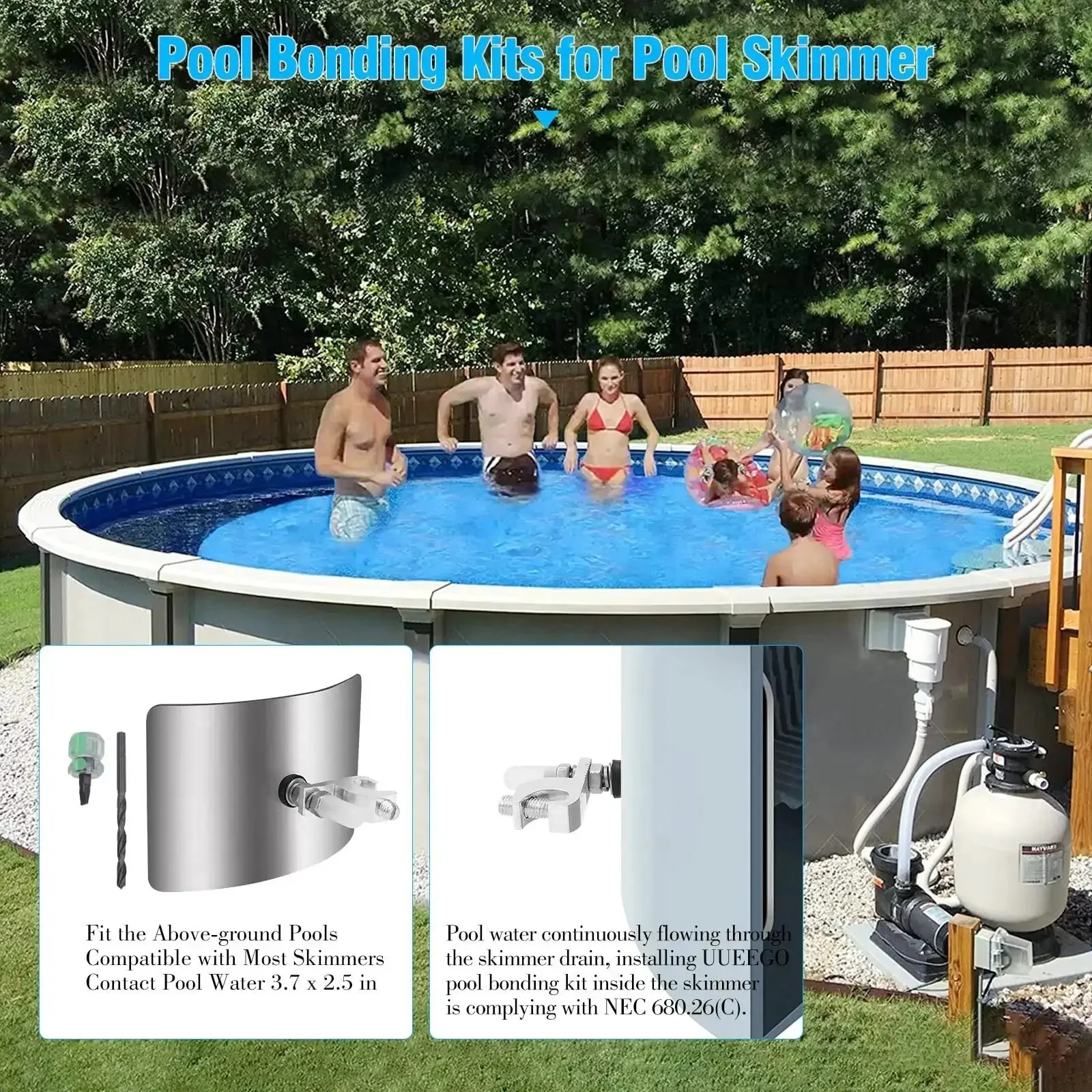 Must Have Above Ground Pool Water Bonding Kit With Skimmer Bonding Plate For Most Skimmers, Copper Wire Connection Ready No8 AWG, Direct Water Contact, Easy Pool Maintenance Kit - Image 7