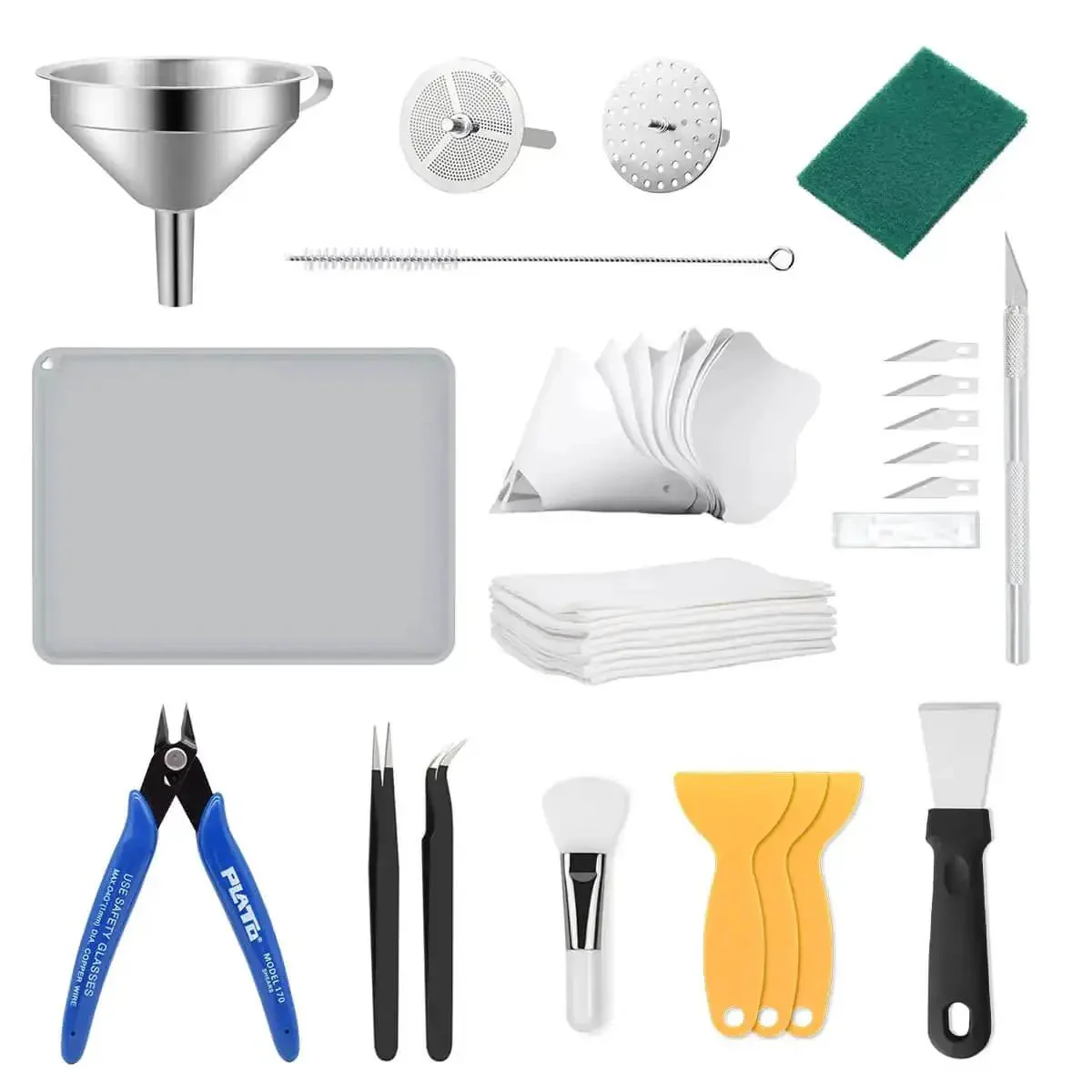 Must Have All In One Resin 3D Printer Tools Kit With Stainless Steel Funnel Silicone Pad Maintenance Knife Tweezers Scissors Trimming Knife And Coarse And Fine Filter Set For Precise Resin Pouring And Clean High Quality Prints