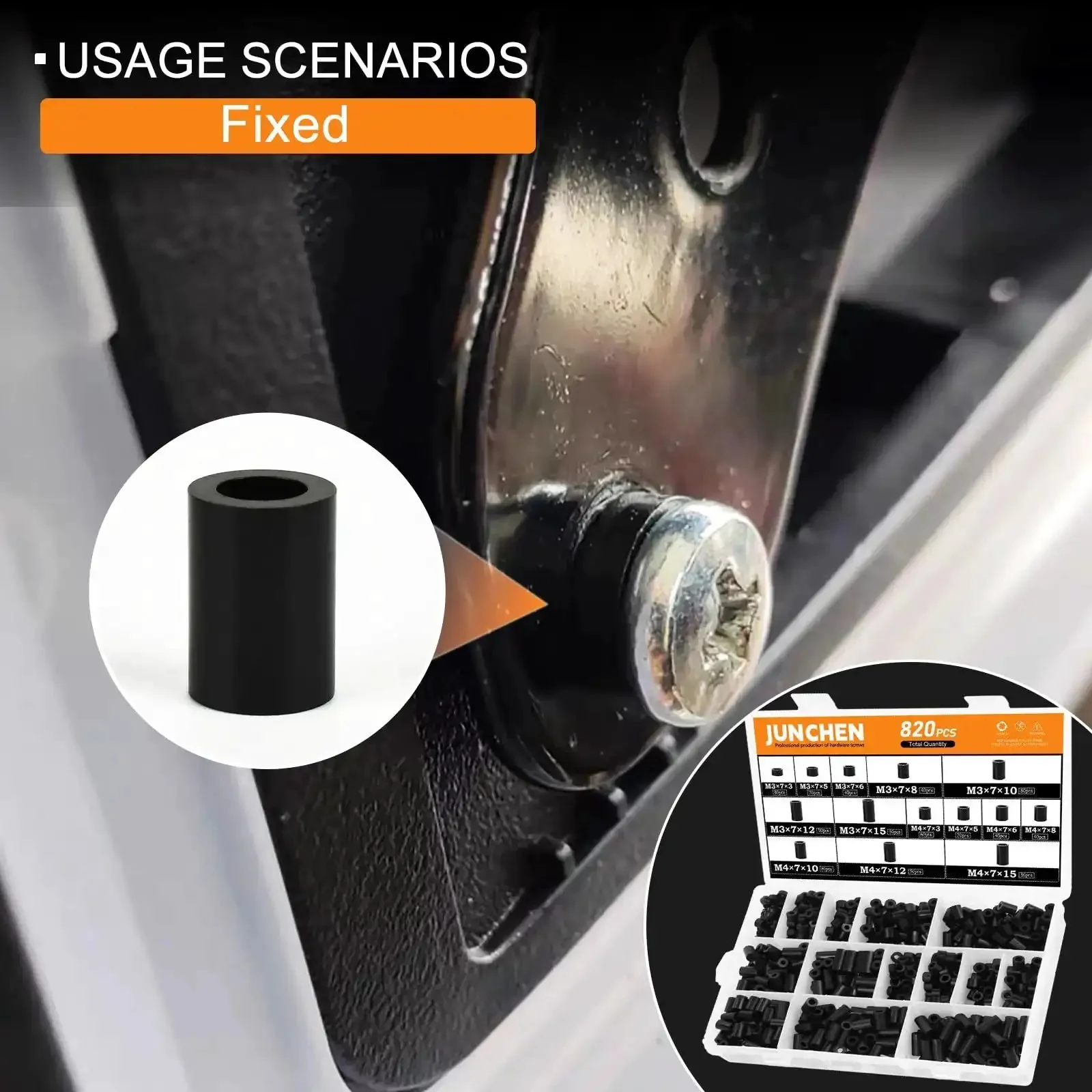 Must Have Black Nylon Spacers Kit With 820 Pieces And 14 Size Assortment For Electrical Outlets Switch Receptacles Unthreaded Screws Includes Seven Millimeter Outer Diameter And Three Quarter Millimeter Inner Diameter Lengths 3 5 6 8 10 12 15 Millimeters - Image 5