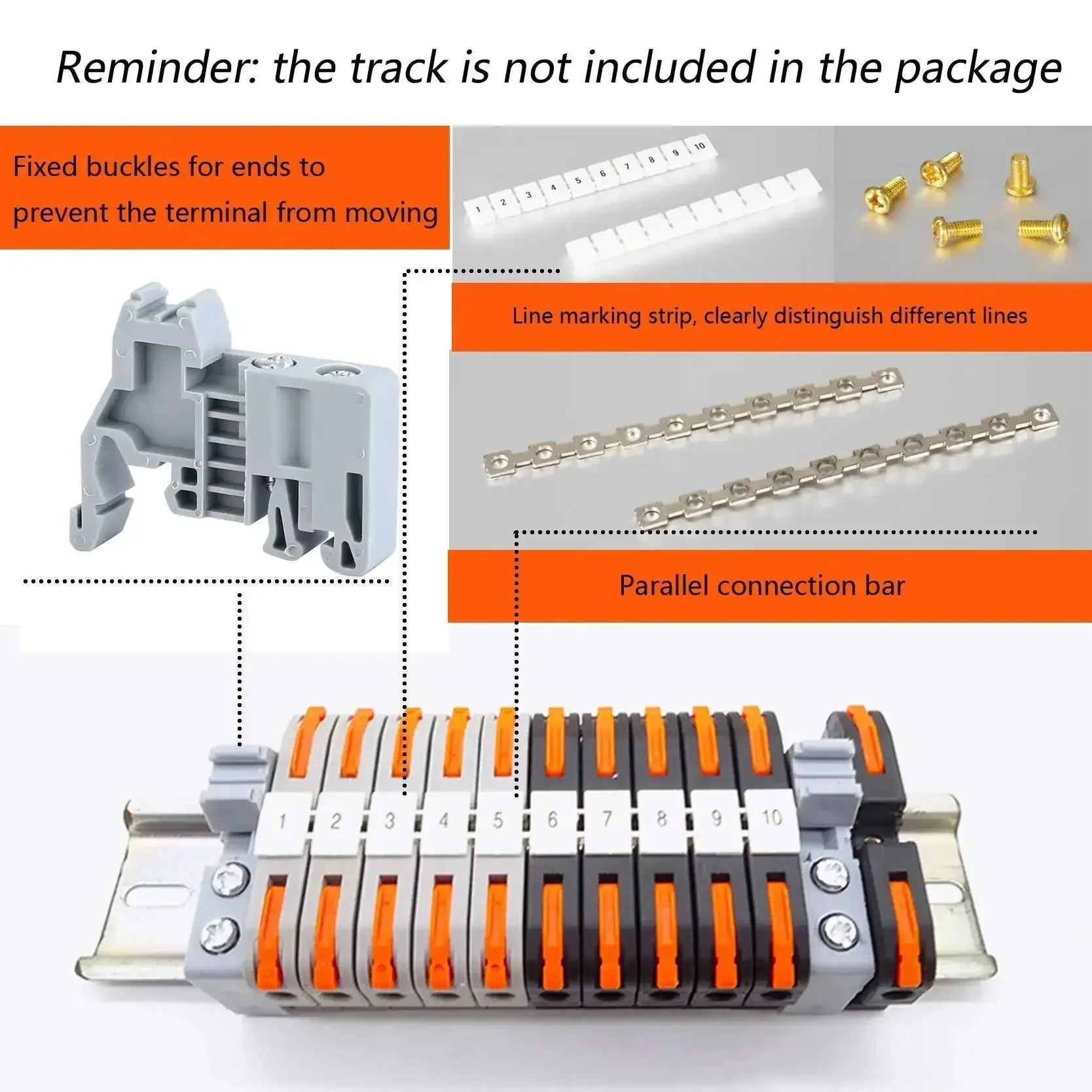 Must Have DIN Rail Terminal Blocks Kit With 20 Universal Compact Connectors 2 Connection Bars 2 Marker Strips 2 End Blocks 20 Screws And Transparent Storage Box For 28 12 AWG Wiring Do It Yourself Pro Grade Electrical Setup - Image 6