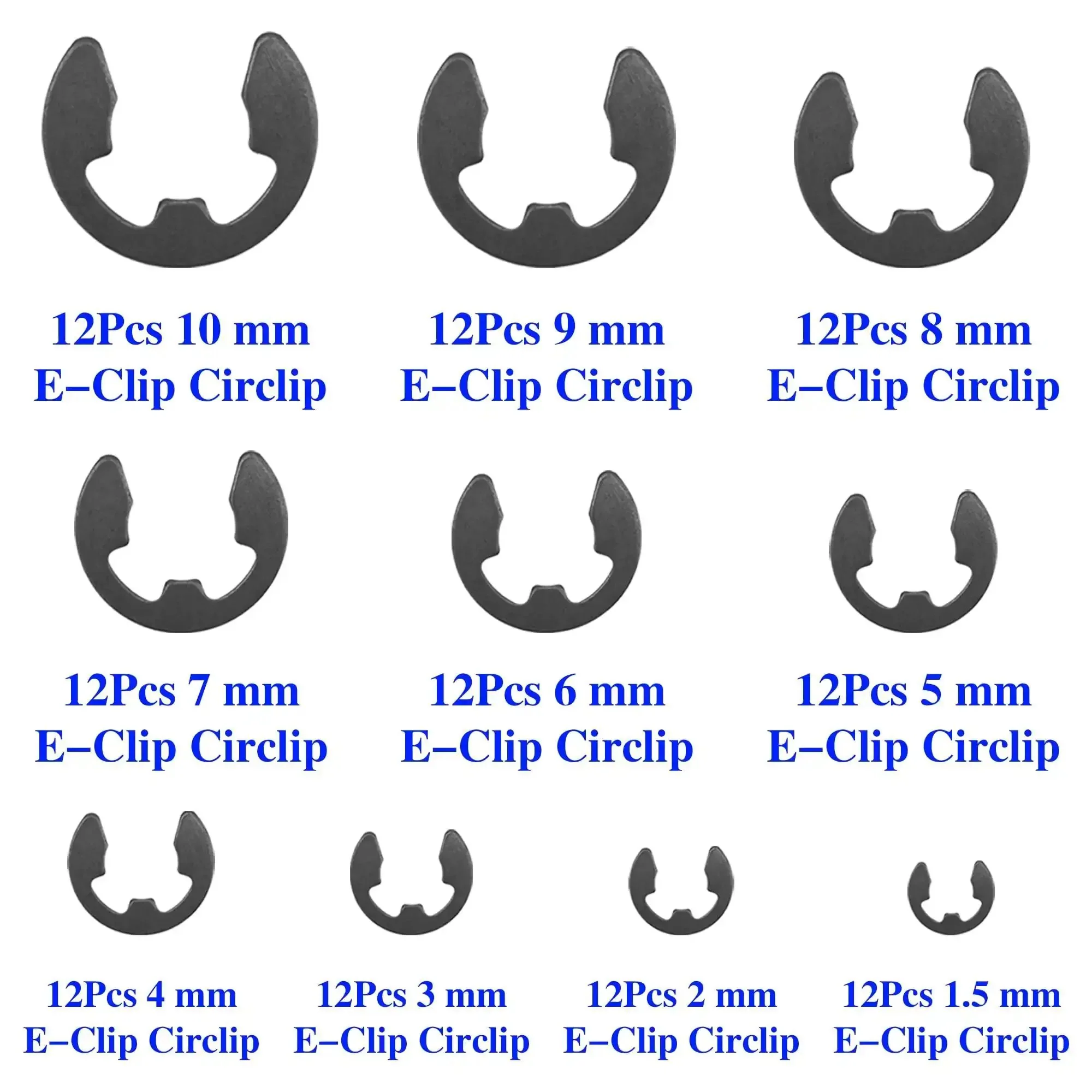 Must Have E Clip Kit 120Pcs External Circlips Snap Rings Set 1.5mm To 10mm Ten Sizes With Twelve Pieces Each For Bearings Gears Pulleys Axles RC Shafts And U Joints - Image 6