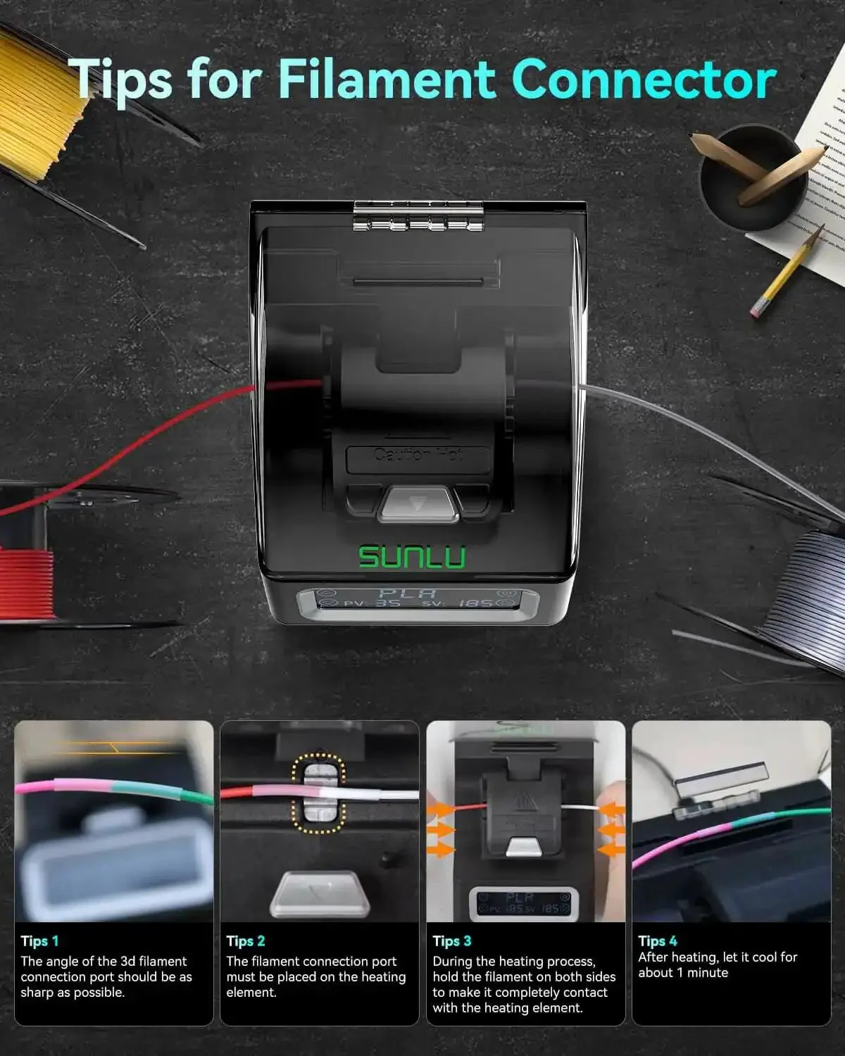 Must Have Filament Connector Splicer Kit With PTFE Sleeve For 1.75mm Filaments 400Pcs Fast Heating Filament Welder For 3D Printer PLA PETG TPU ABS Nylon Color Fusion And Waste Reduction Easy To Use - Image 4