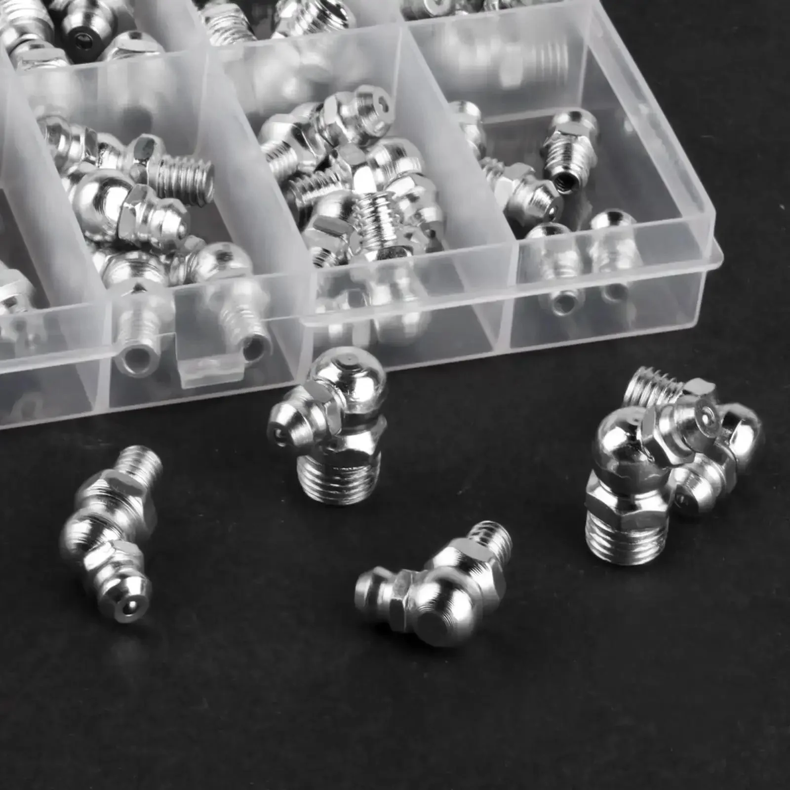 Must Have Heavy Duty 45 Piece Metric Grease Fittings Kit With M6 M8 M10 Straight And Angled Zerk Fittings For Hydraulic Grease Guns 45 90 And 180 Degree Assortment For Mechanical Lubrication - Image 5
