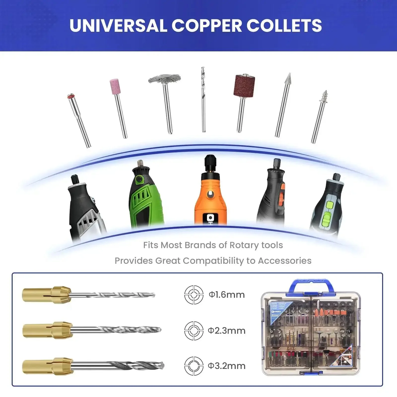 Must-Have Rotary Tool Bits Kit For Dremel And Other Brands, 508-Piece Universal Set With One Eighth Inch Shanks For Sanding, Drilling, Polishing, Carving, Grinding And Finishing - Image 6
