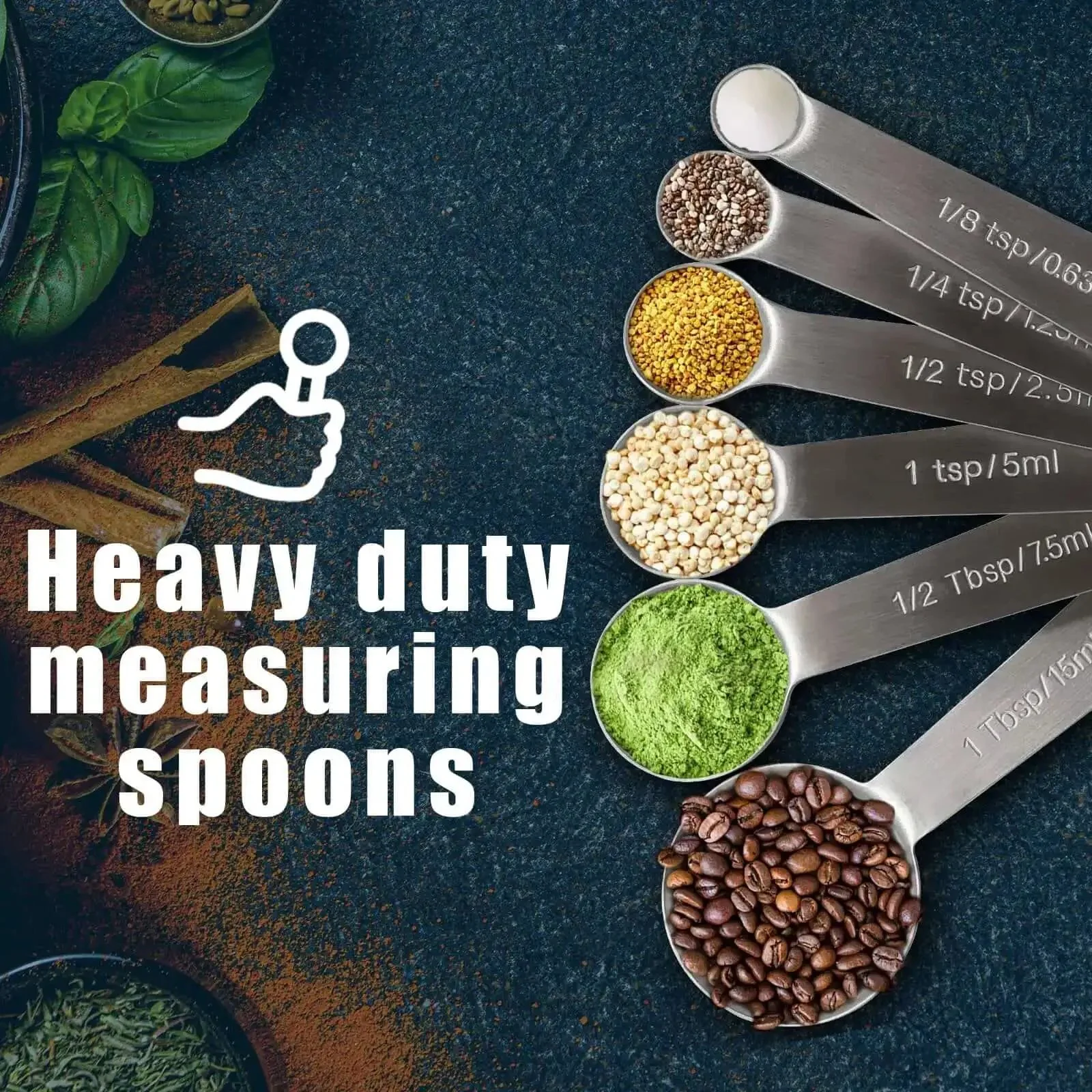 Must Have Sturdy Stainless Steel Measuring Spoons Set Of 6 With Metric And US Measurements For Dry And Liquid Ingredients, Built To Last, Rock Solid Kitchen Tools For Precise Scoops In Jars And Pans - Image 2