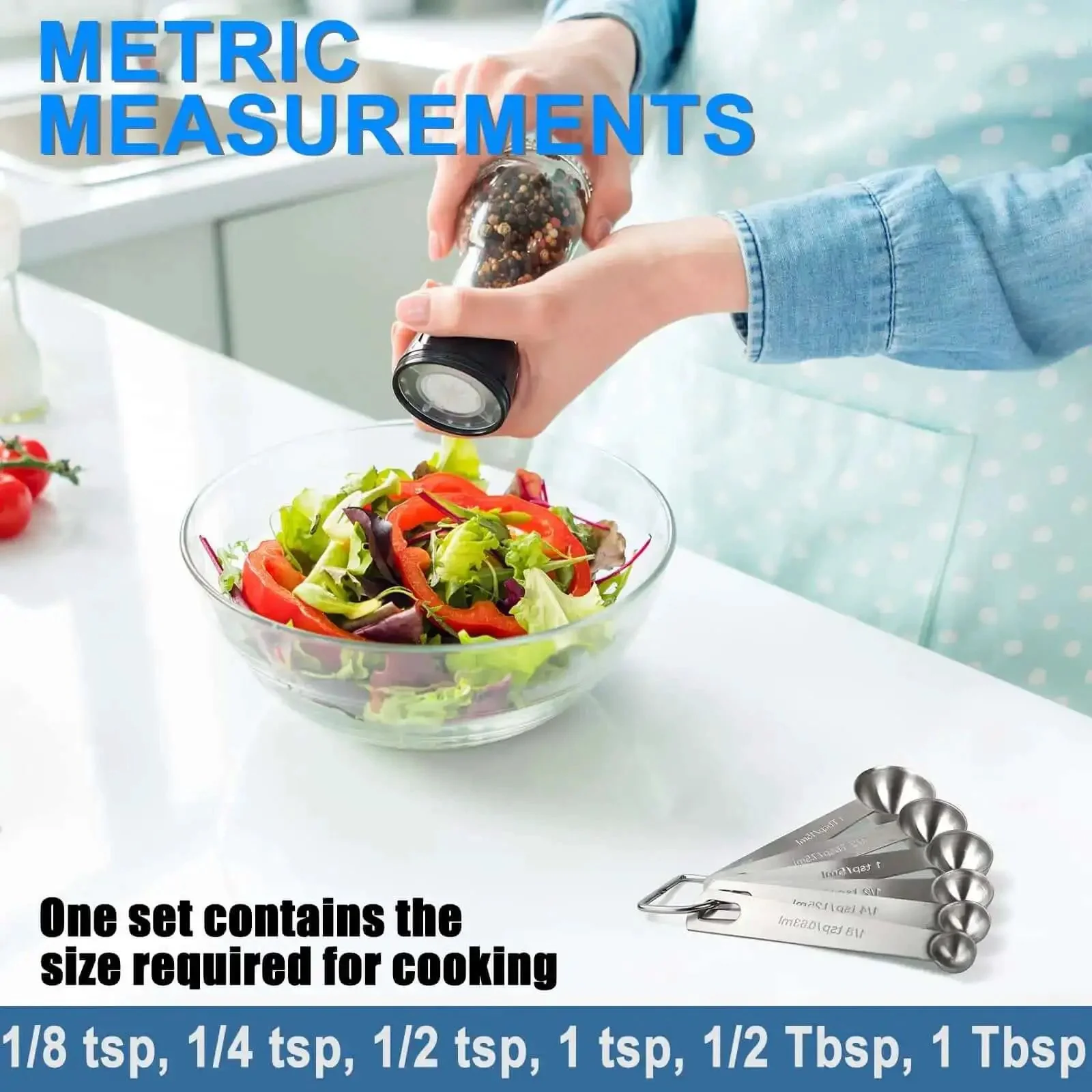 Must Have Sturdy Stainless Steel Measuring Spoons Set Of 6 With Metric And US Measurements For Dry And Liquid Ingredients, Built To Last, Rock Solid Kitchen Tools For Precise Scoops In Jars And Pans - Image 5