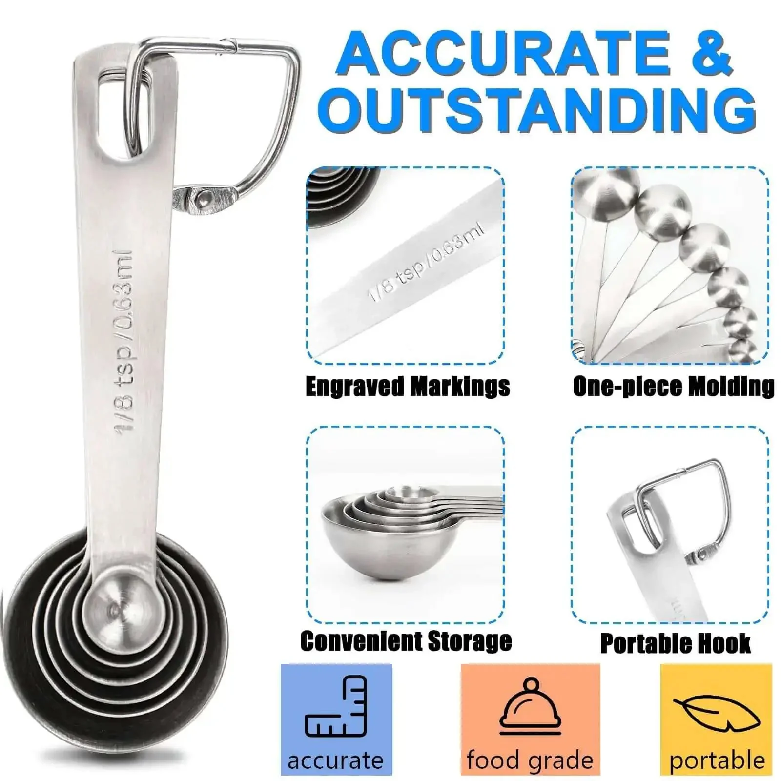Must Have Sturdy Stainless Steel Measuring Spoons Set Of 6 With Metric And US Measurements For Dry And Liquid Ingredients, Built To Last, Rock Solid Kitchen Tools For Precise Scoops In Jars And Pans - Image 6