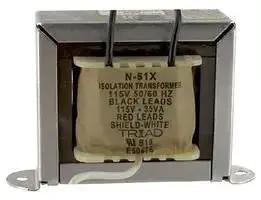 N-51X Heavy Duty Isolation Transformer, 1500 Vrms, 35 VA Power Transformer, 4 Wire Leads, Flange Mount, Safe Isolation For Audio Gear And Industrial Applications