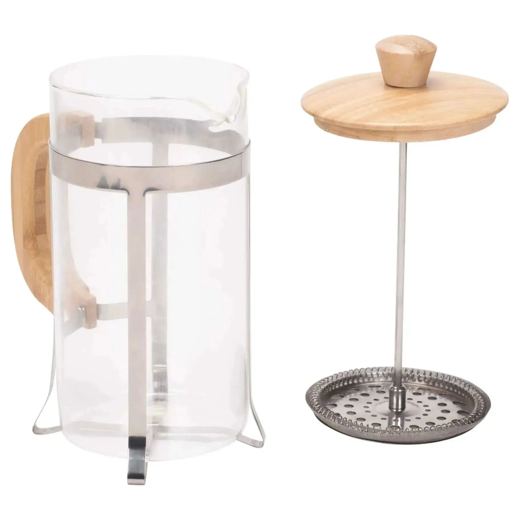 Natural Grain Glass And Bamboo 1 Liter French Press Coffee And Tea Maker With Removable Glass Carafe Easy Clean Design Three Layer Stainless Steel Filter That Traps Tiny Grounds Big Capacity For Coffee Or Loose Leaf Tea - Image 7