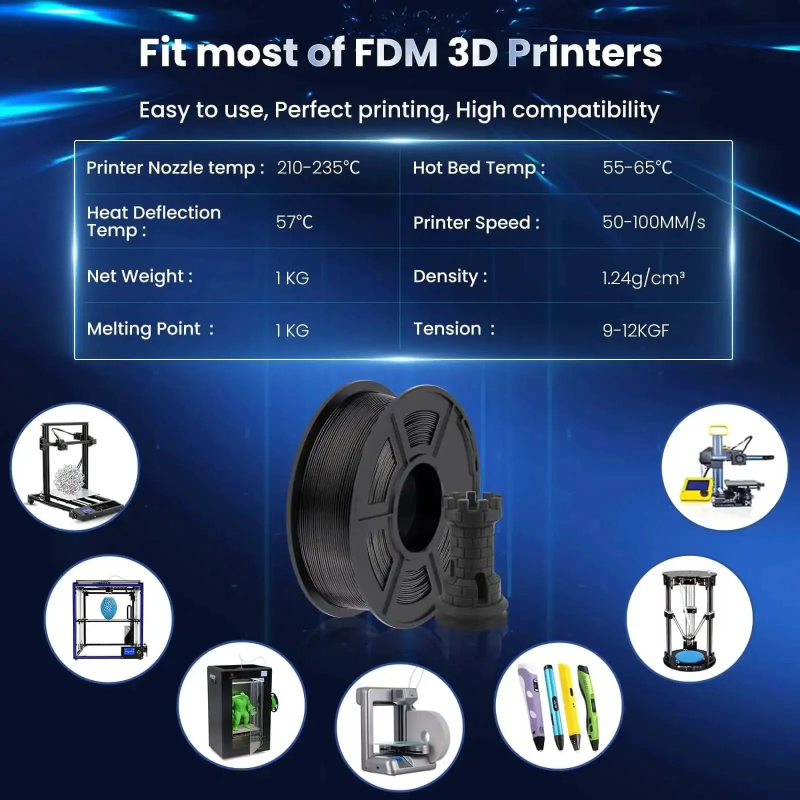 Neatly Wound PLA Plus 1.75mm Filament Dual Pack, 2 Spools Of 1 Kg Each, For Most FDM 3D Printers, Dimensional Accuracy Plus Minus 0.02mm, Black And White, High Print Quality, No Knot, Great Layer Details - Image 5