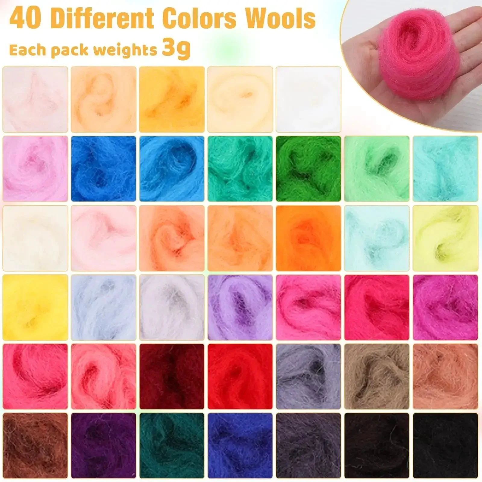 Needle Felting Starter Kit With 40 Color Wool Roving 3 Grams Each For Felted Animals And DIY Wool Crafts Complete Tool Set With Instructions Included Great For Beginners And Advanced Projects - Image 7