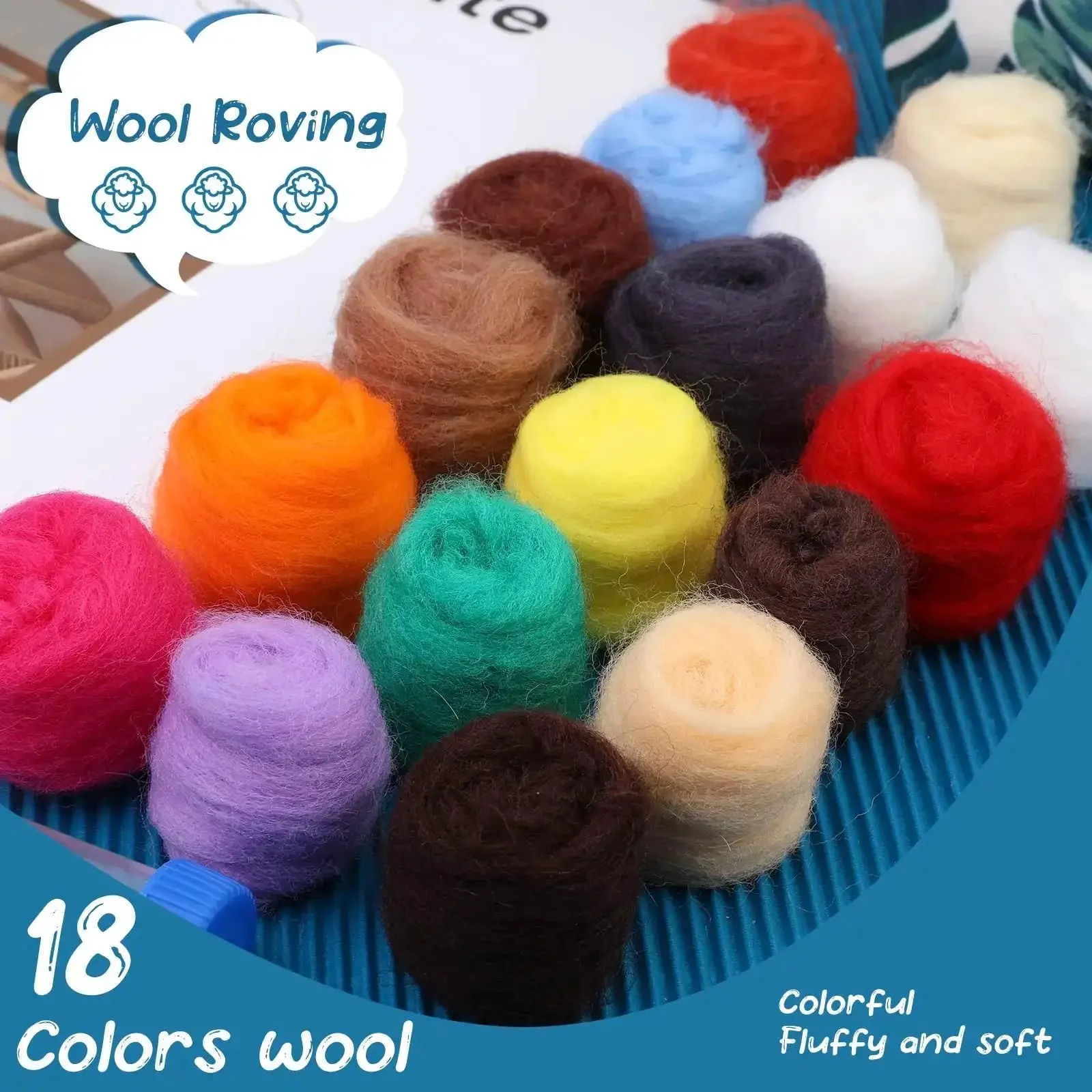 Needle Felting Starter Kit With Exquisite Green Storage Bag 18 Color Wool Roving Set Essential Felting Tools For Felted Animals Portable Craft Supplies Easy Storage And Great Beginner Experience - Image 6