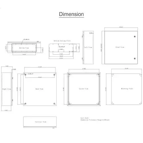 NEMA 4X Steel Enclosure 24 By 24 By 8 Inches IP66 Waterproof Dustproof Outdoor Indoor Electrical Junction Box With Mounting Plate Industrial Grade Rugged Construction CE ROHS Certified Heavy Duty - Image 4