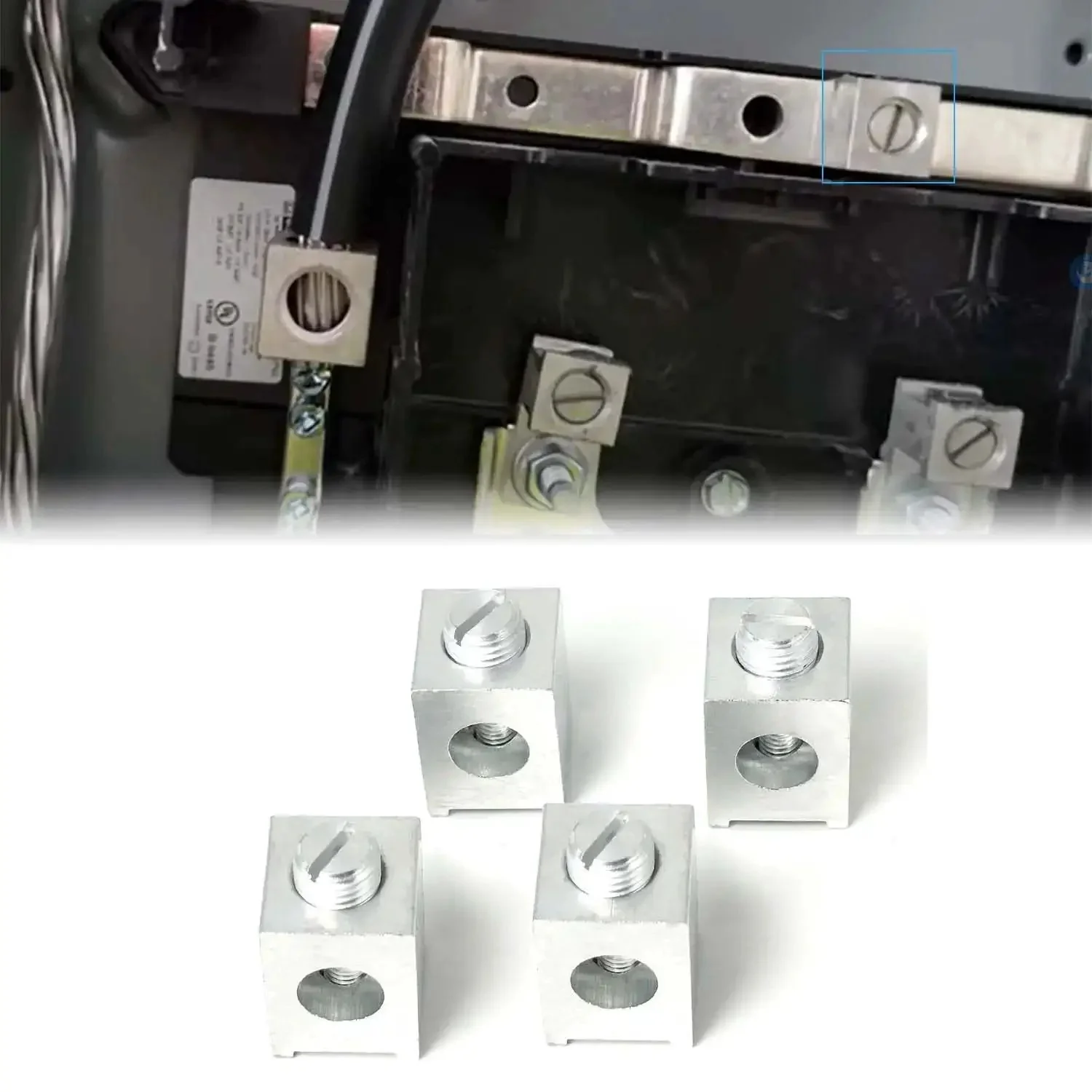 Neutral Lug Kit For Four To Two Zero Gauge Wires Aluminum Ground Lugs Set Tin Plated Heavy Duty Grounding Lugs For Electrical Connections Four Piece Kit For Easy Mounting And Secure Bonding - Image 2