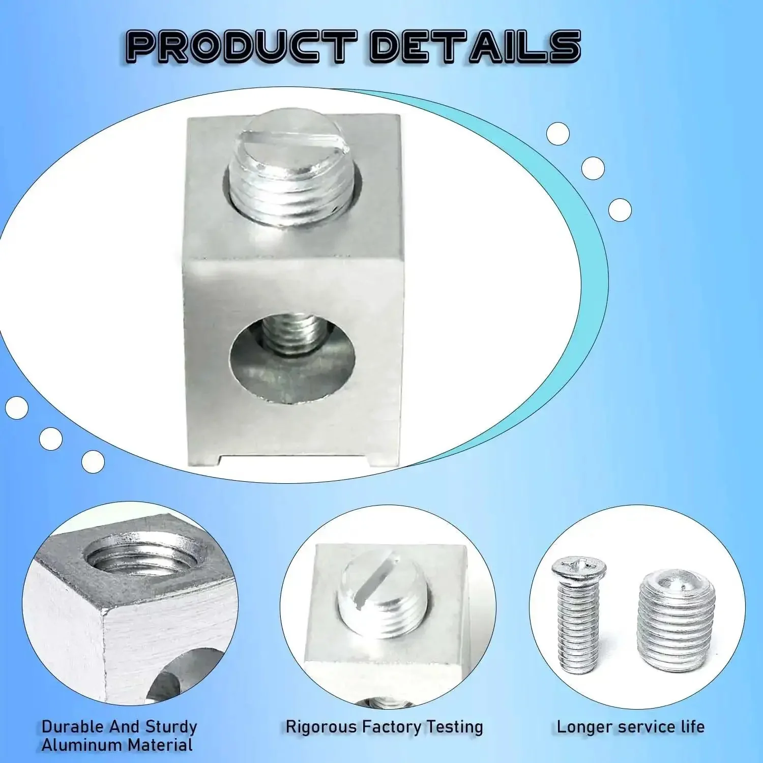 Neutral Lug Kit For Four To Two Zero Gauge Wires Aluminum Ground Lugs Set Tin Plated Heavy Duty Grounding Lugs For Electrical Connections Four Piece Kit For Easy Mounting And Secure Bonding - Image 6