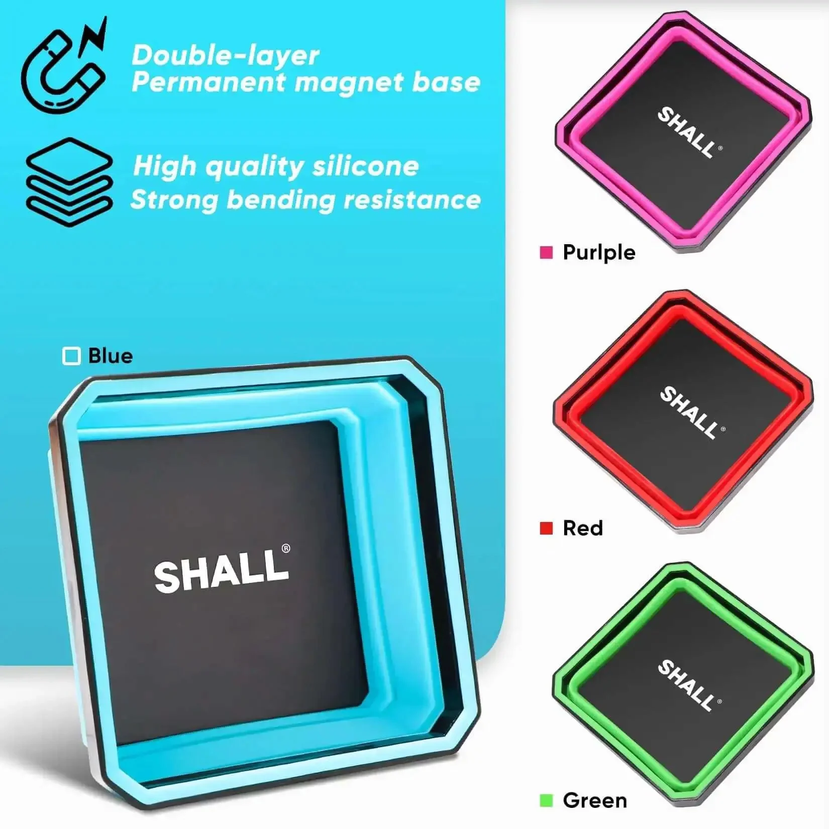 New Version Collapsible Magnetic Parts Tray Set Four Pack With Four Point Five Inch Square Silicone Foldable Bowls And Dual Sided Magnetic Base Magnetic Tool Trays For Screws Bolts Nuts Washers Pins And Small Metal Parts - Image 3