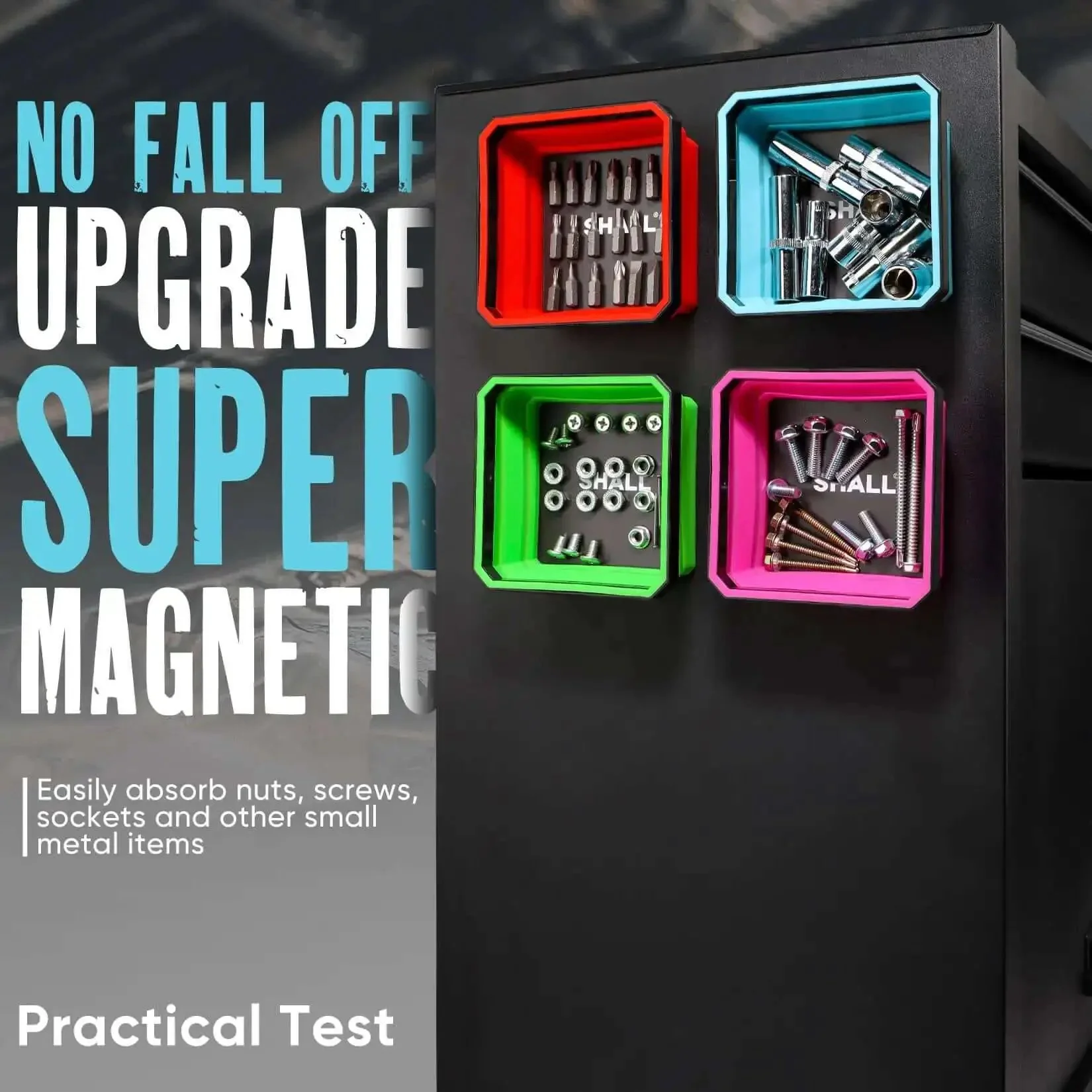 New Version Collapsible Magnetic Parts Tray Set Four Pack With Four Point Five Inch Square Silicone Foldable Bowls And Dual Sided Magnetic Base Magnetic Tool Trays For Screws Bolts Nuts Washers Pins And Small Metal Parts - Image 6