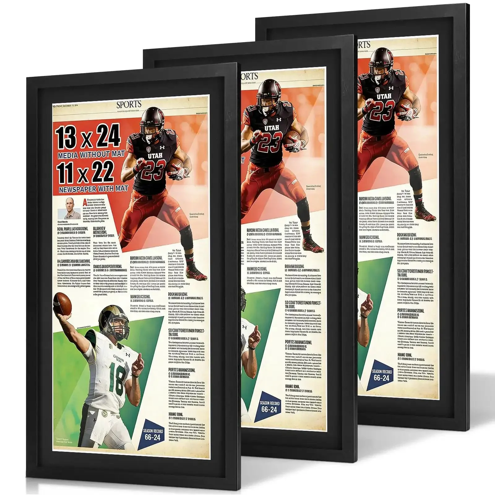 Newspaper Display Frame Set Premium Wood With Clear Acrylic Panel Fits 11 By 22 Up To 13 By 24 Newspapers Wall Mount Or Tabletop Stand Black 3 Pack Slick Gift For Collectors And Home Office Decor