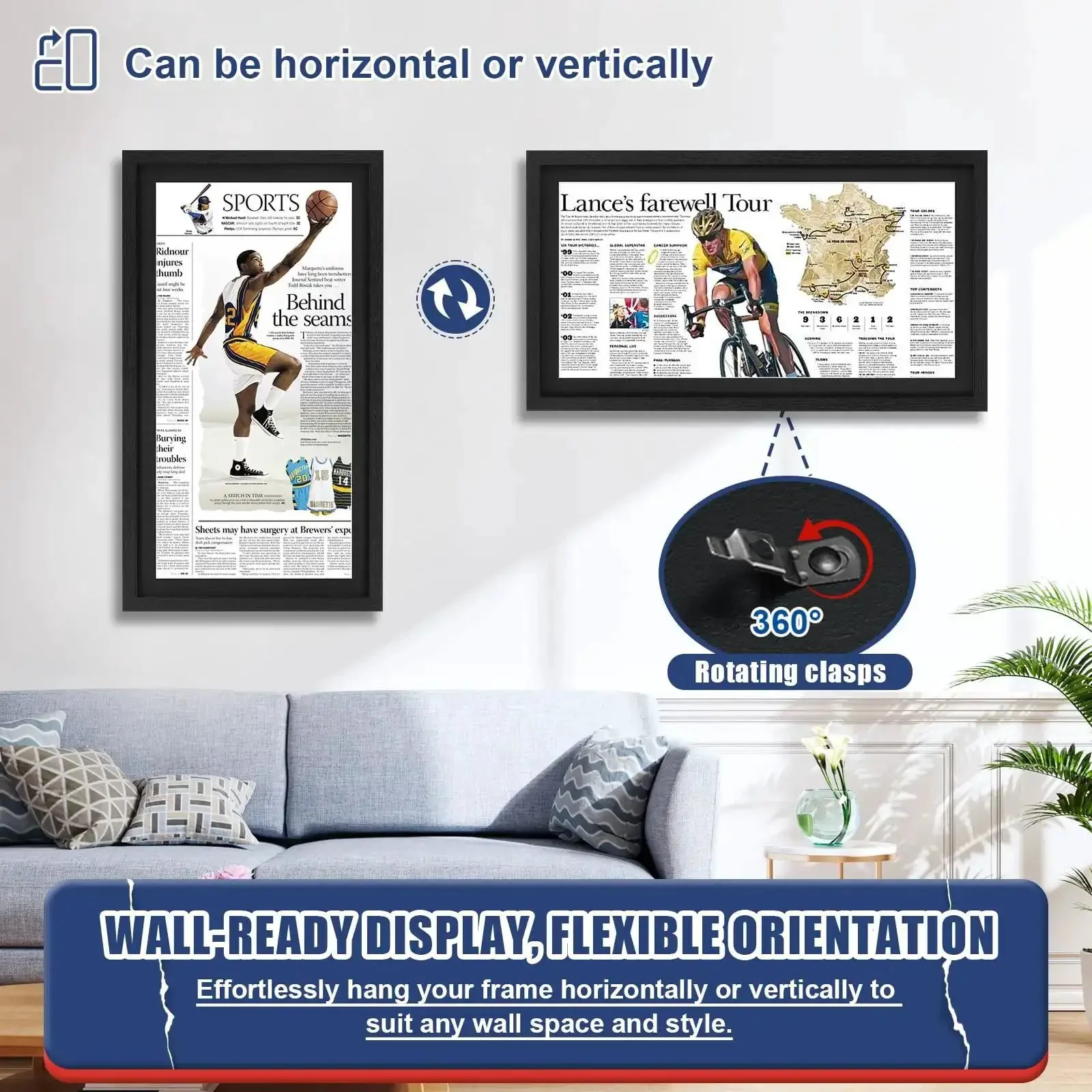 Newspaper Display Frame Set Premium Wood With Clear Acrylic Panel Fits 11 By 22 Up To 13 By 24 Newspapers Wall Mount Or Tabletop Stand Black 3 Pack Slick Gift For Collectors And Home Office Decor - Image 5
