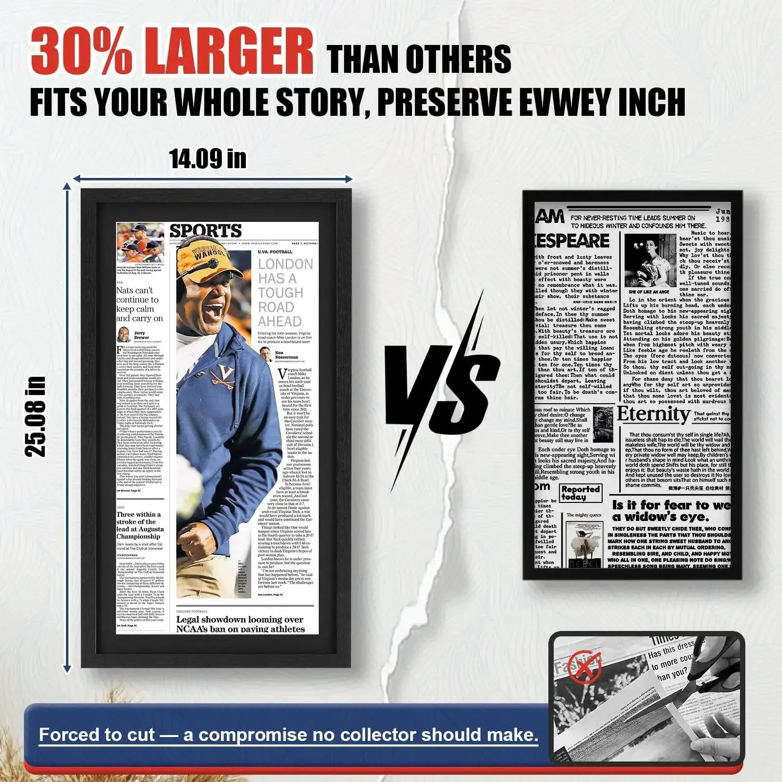 Newspaper Display Frame Set Premium Wood With Clear Acrylic Panel Fits 11 By 22 Up To 13 By 24 Newspapers Wall Mount Or Tabletop Stand Black 3 Pack Slick Gift For Collectors And Home Office Decor - Image 6