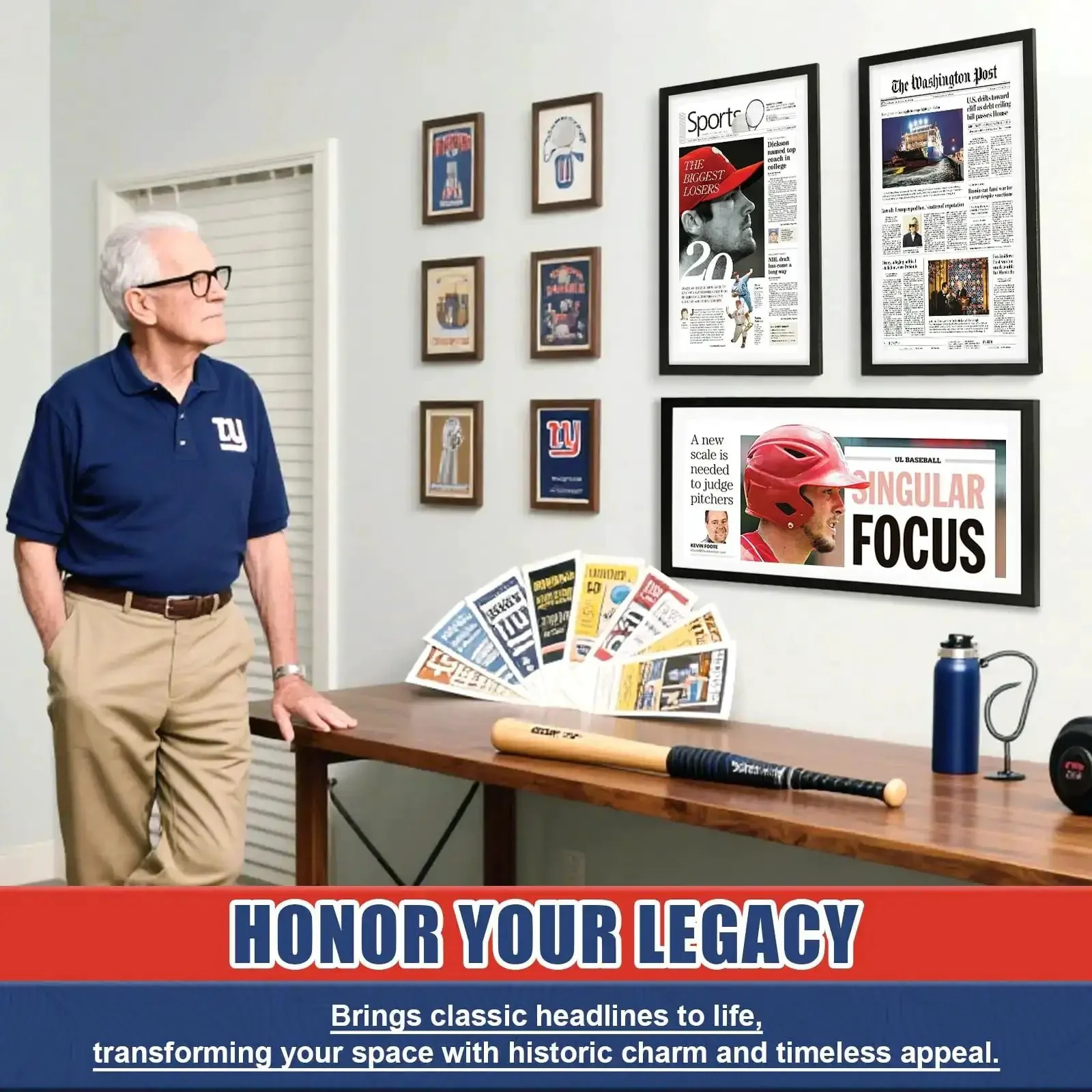 Newspaper Display Frame With Premium Wood And Acrylic Panel, Wall Mount Or Tabletop Stand, Fits 10.5 By 21.5 Inches To 12.99 By 23.98 Inches Front Pages, Ideal Home Office Decor And Collector Gift, White - Image 2