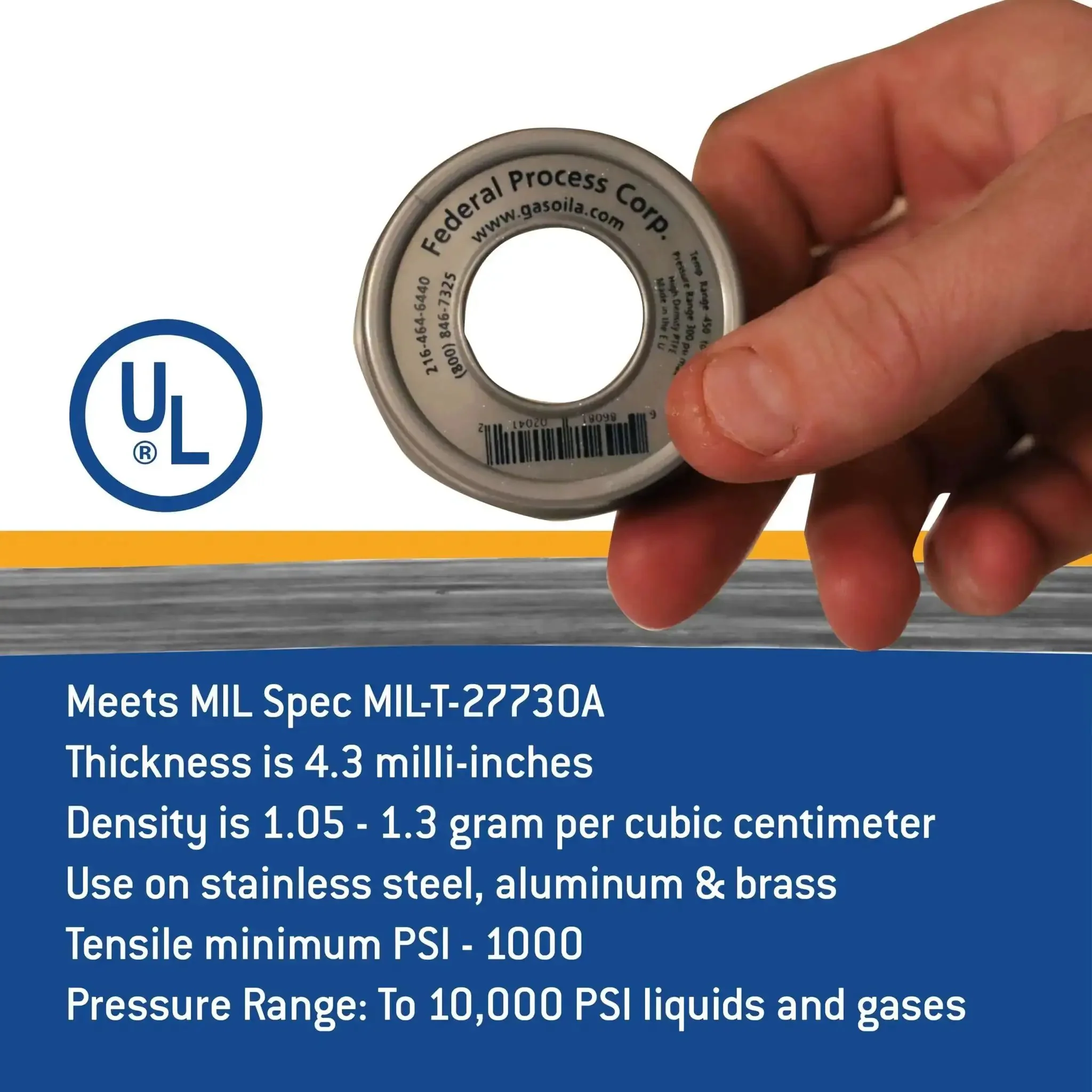 Nickel PTFE Thread Seal Tape Pro Grade Heavy Duty 1/2 Inch By 260 Inch High Density Tape For Stainless Steel Pipes Leak-Proof Non-Toxic Plumbing And HVAC Seal - Image 2