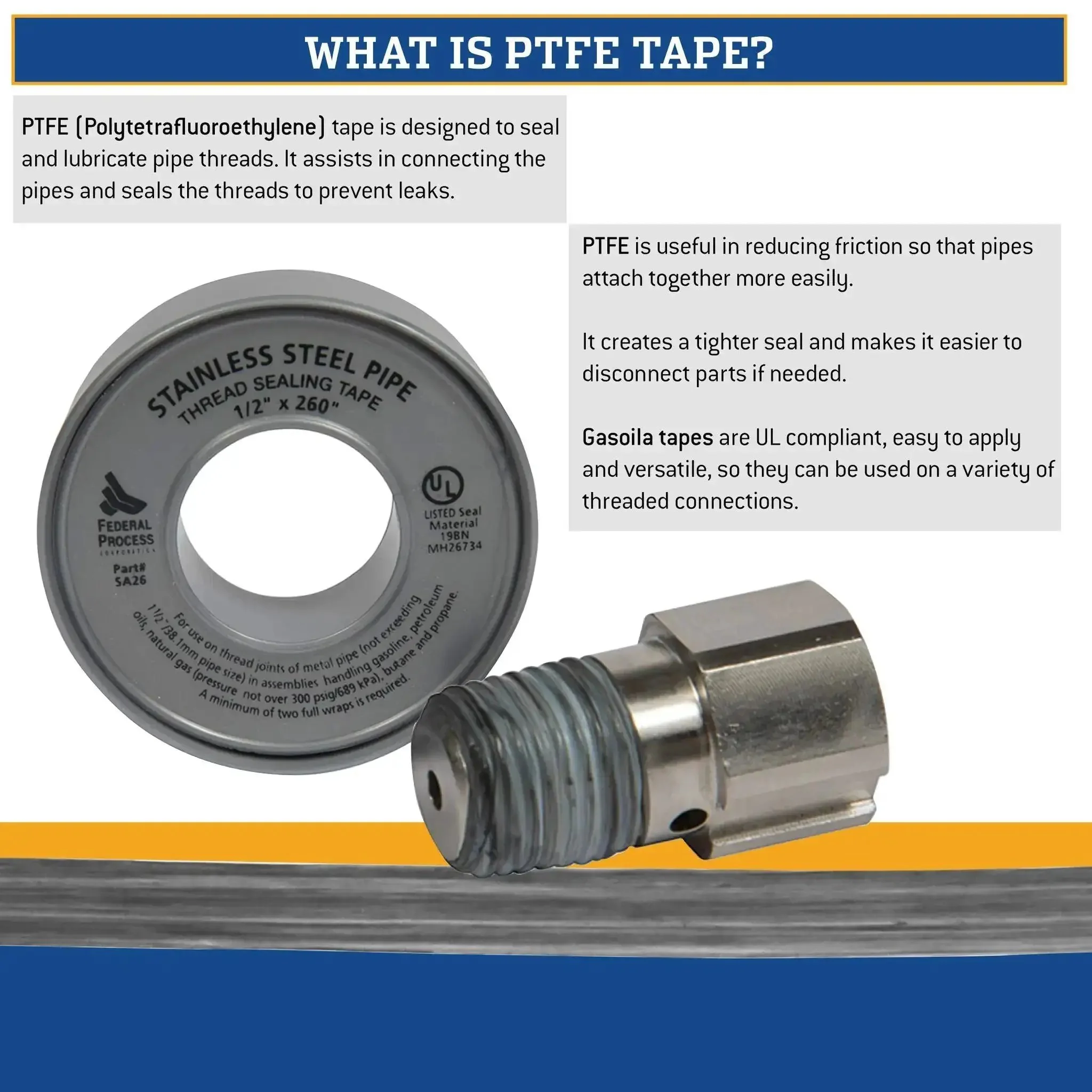 Nickel PTFE Thread Seal Tape Pro Grade Heavy Duty 1/2 Inch By 260 Inch High Density Tape For Stainless Steel Pipes Leak-Proof Non-Toxic Plumbing And HVAC Seal - Image 4