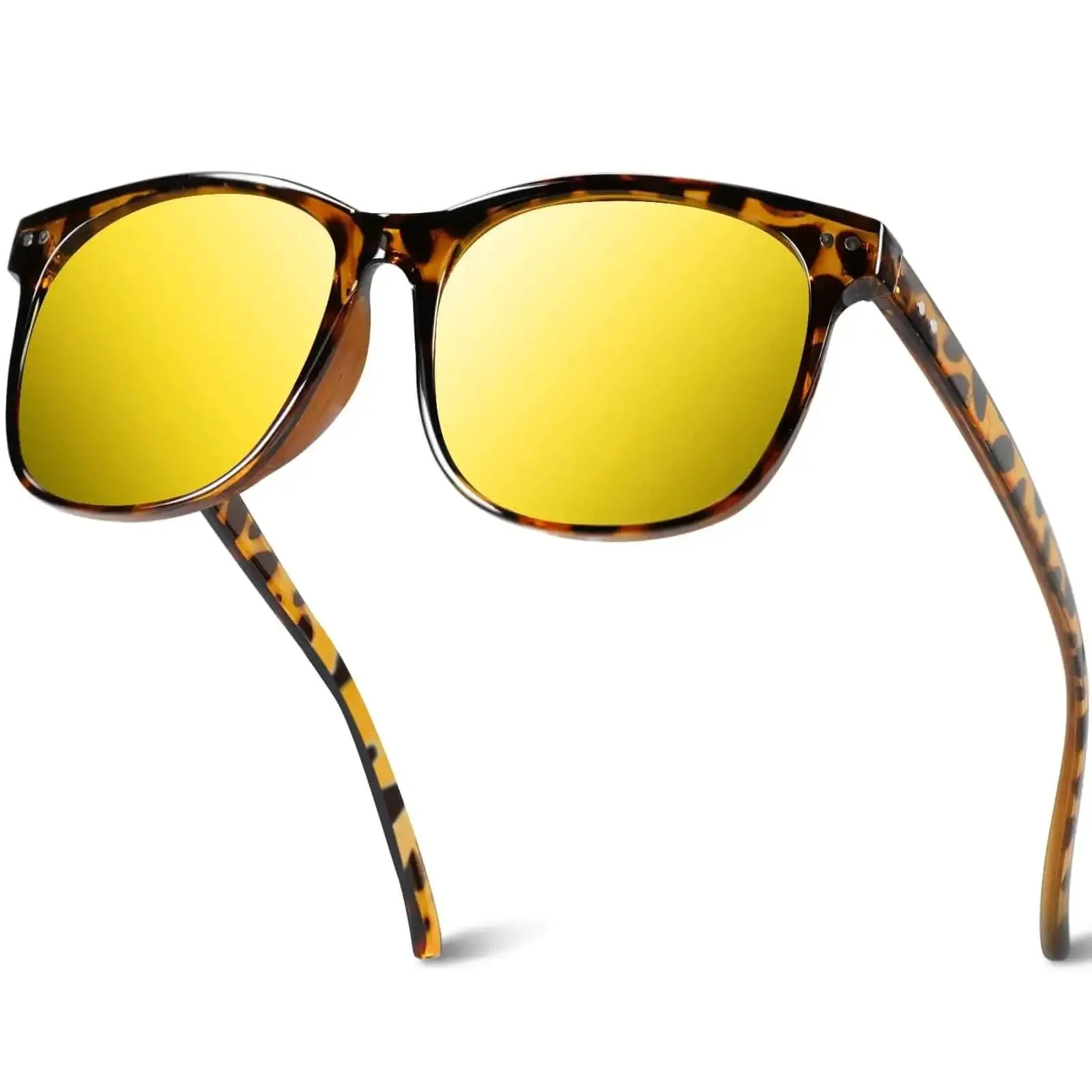 Night Driving Shades For Women And Men Polarized Night Vision HD Anti Glare Yellow Lenses UV400 Protection Amber Tortoiseshell Frame Lightweight All Day Comfort For Everyday Road Trips And Night Runs