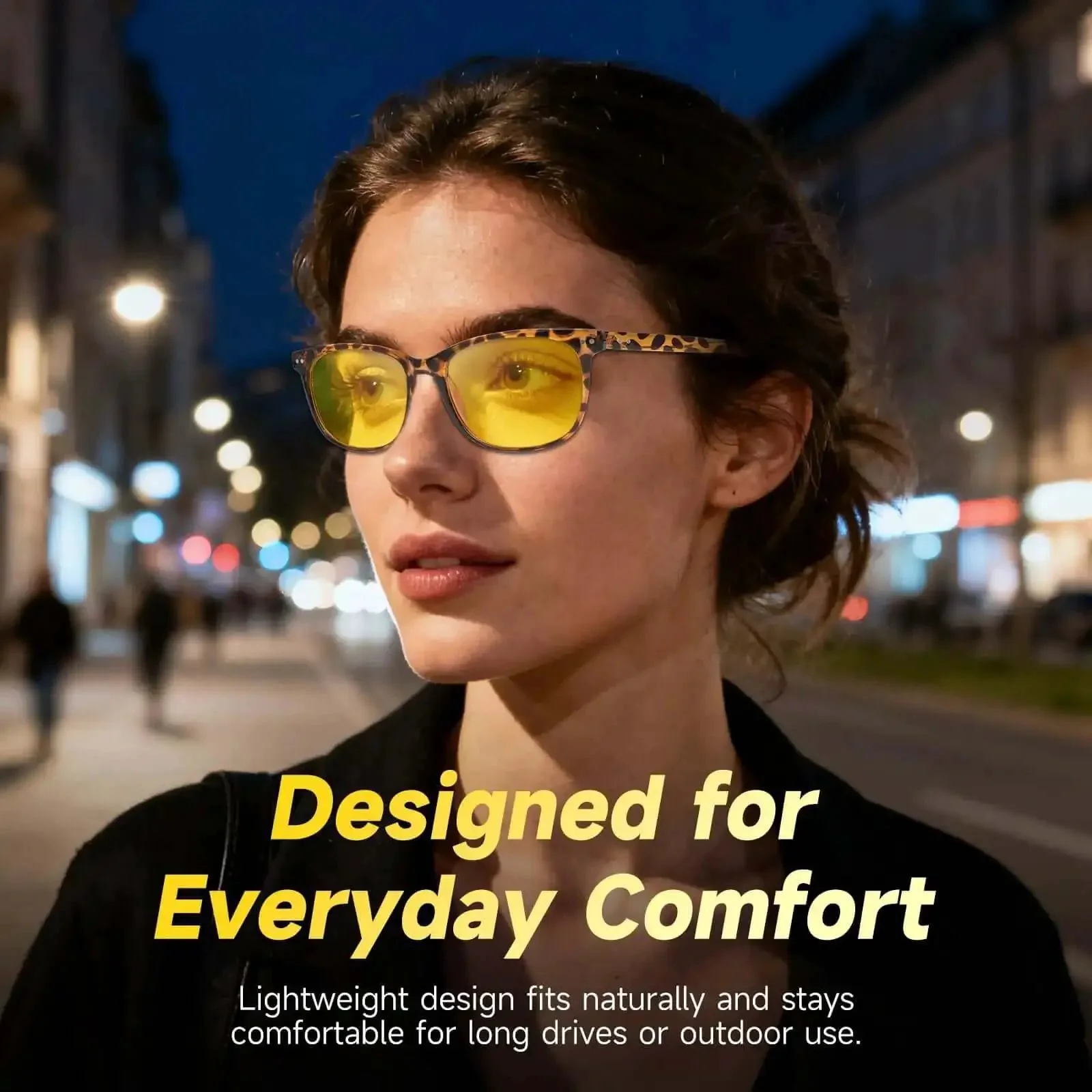 Night Driving Shades For Women And Men Polarized Night Vision HD Anti Glare Yellow Lenses UV400 Protection Amber Tortoiseshell Frame Lightweight All Day Comfort For Everyday Road Trips And Night Runs - Image 4