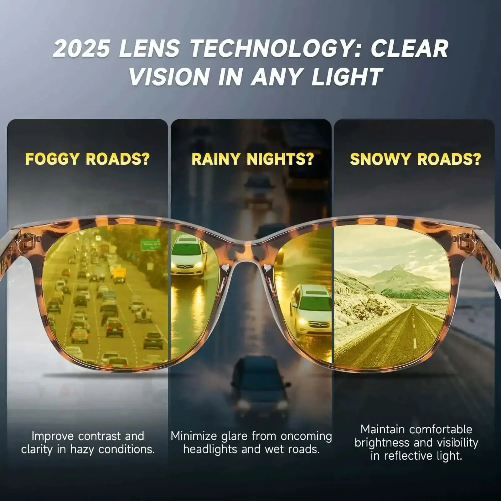 Night Driving Shades For Women And Men Polarized Night Vision HD Anti Glare Yellow Lenses UV400 Protection Amber Tortoiseshell Frame Lightweight All Day Comfort For Everyday Road Trips And Night Runs - Image 6