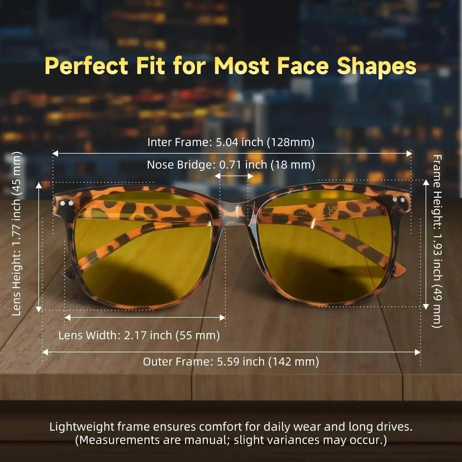 Night Driving Shades For Women And Men Polarized Night Vision HD Anti Glare Yellow Lenses UV400 Protection Amber Tortoiseshell Frame Lightweight All Day Comfort For Everyday Road Trips And Night Runs - Image 7