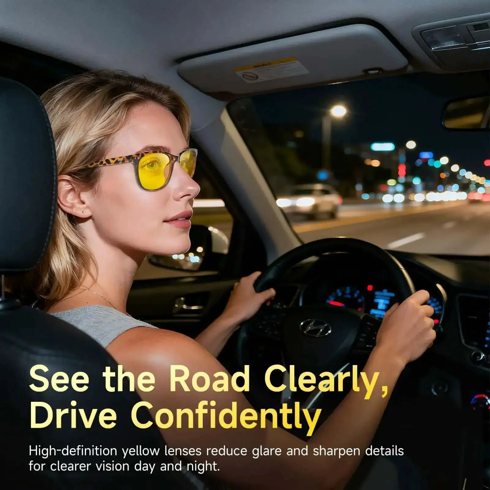 Night Driving Shades For Women And Men Polarized Night Vision HD Anti Glare Yellow Lenses UV400 Protection Amber Tortoiseshell Frame Lightweight All Day Comfort For Everyday Road Trips And Night Runs - Image 8