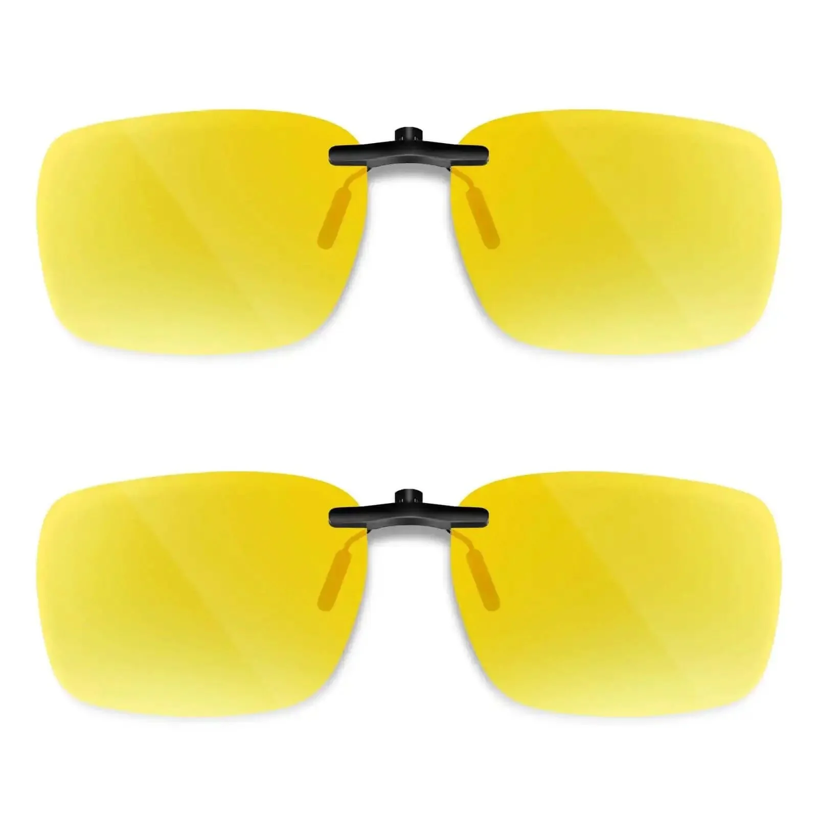 Night Vision Clip On Glasses 2 Pack Polarized Yellow Lens UV400 Anti Glare Driving Clip Over Prescription Glasses 57x40mm