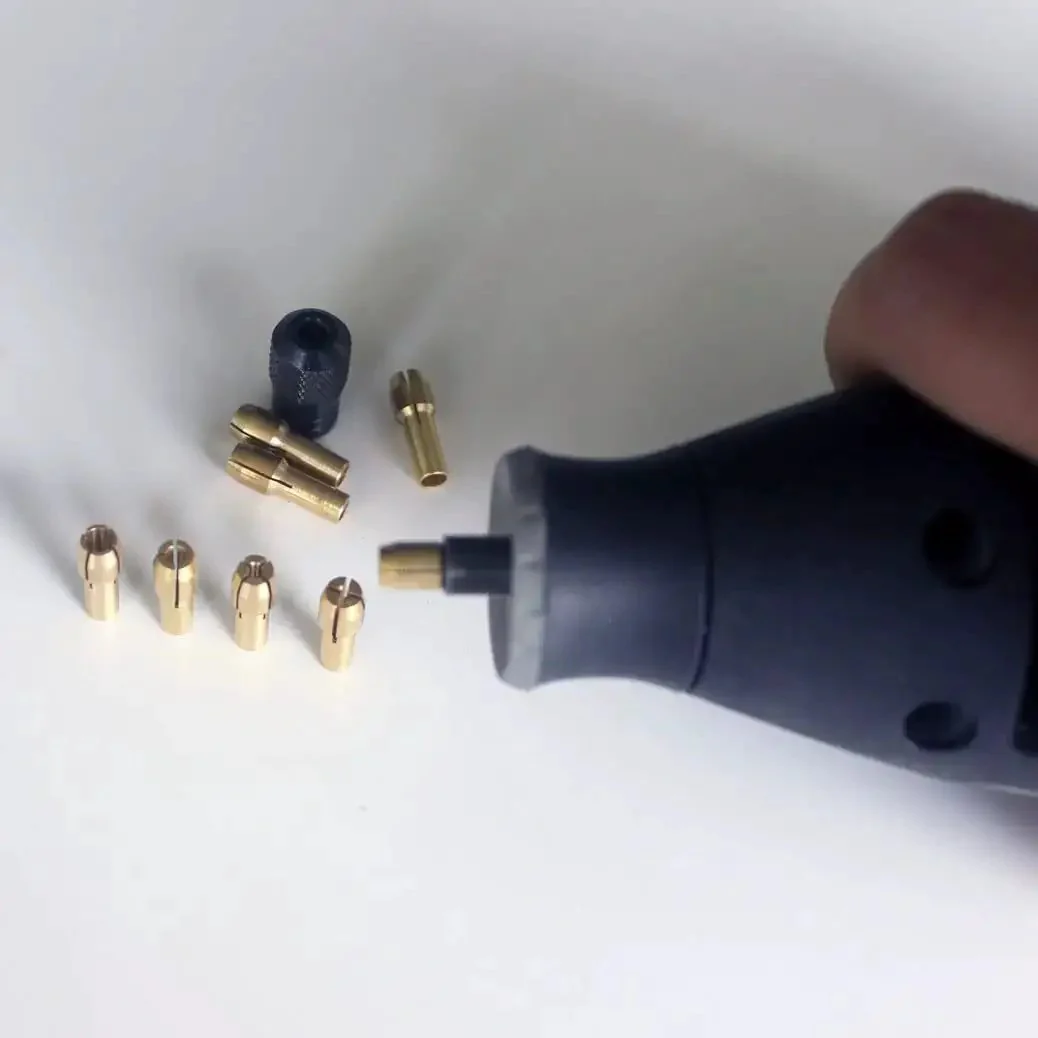 Nine Piece Brass Collet Set For Dremel Rotary Tools With Four Claw Grips Heat Treated Copper Collets And Nut Kit Durable And Stable Fit For 4000 400 3000 300 398 395 8220 8200 8100 800 And Similar Models - Image 2