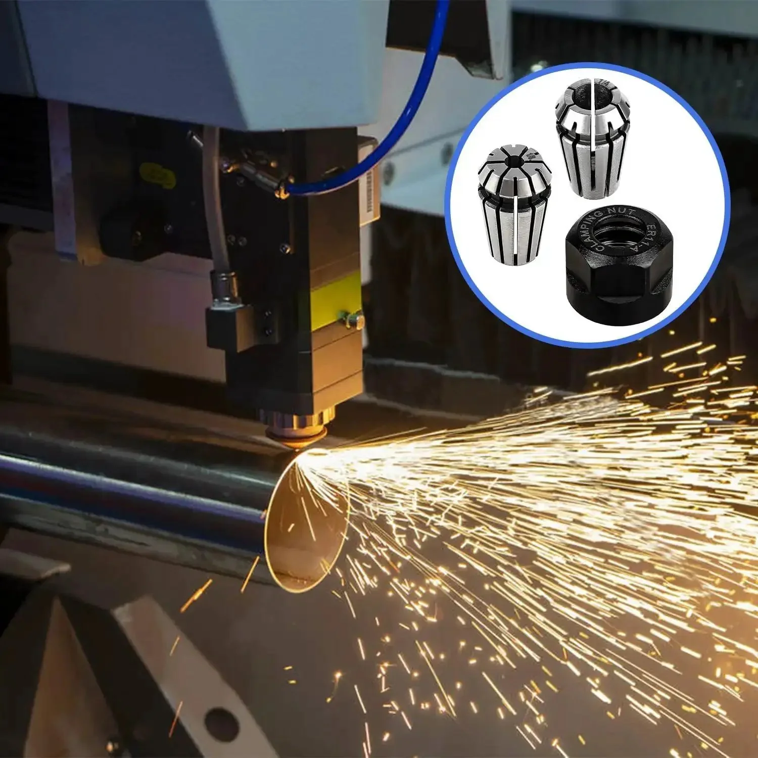 Nine Piece ER11 Spring Collet Nut Set With M14 Thread For CNC Milling Lathe Tooling Boss Grade High Precision Clamping Nuts Includes One Eighth Inch And One Quarter Inch Collets - Image 4