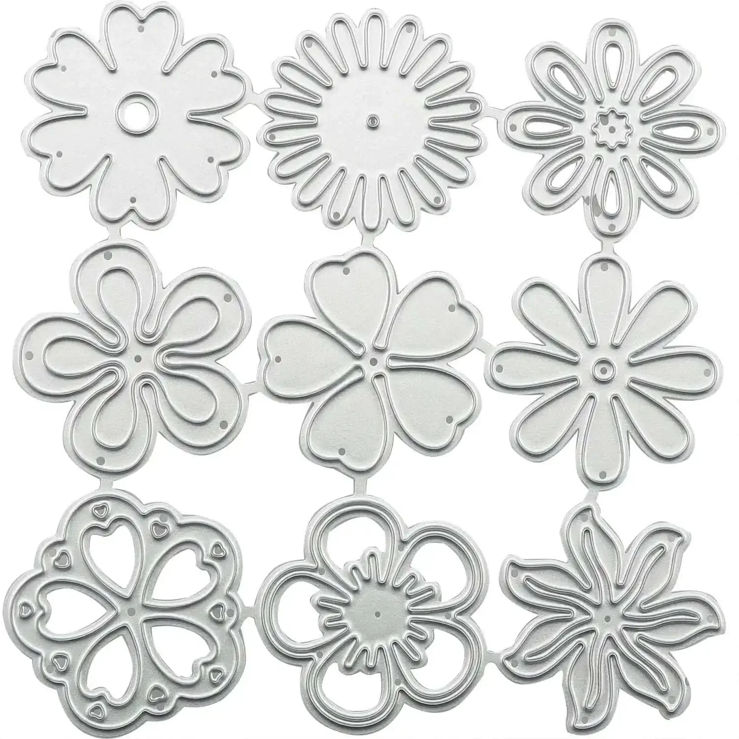 Nine Piece Flower Die Set For Card Making And Scrapbooking, Carbon Steel Cutting Dies For Floral Patterns And Snowflake Designs, Stencil Kit For DIY Crafts, Journals, Photo Albums And Craft Projects, Durable And Easy To Use