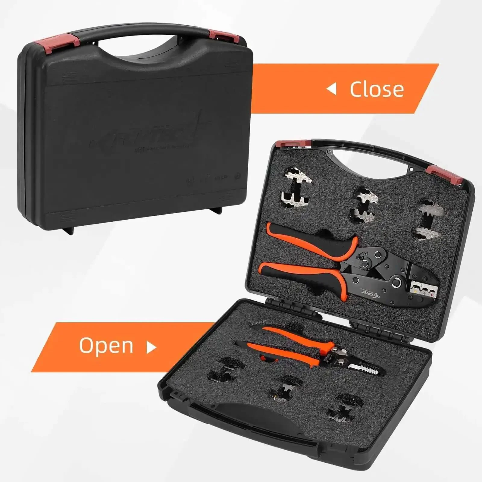 Nine Piece Ratcheting Crimping Tool Set With Seven Interchangeable Dies And Wire Stripper For AWG 22 To 2 And Zero Point Five To Thirty Five Square Millimeters Terminals Ferrules Heat Shrink Open Barrel Insulated And Non Insulated Connectors For Solar - Image 5