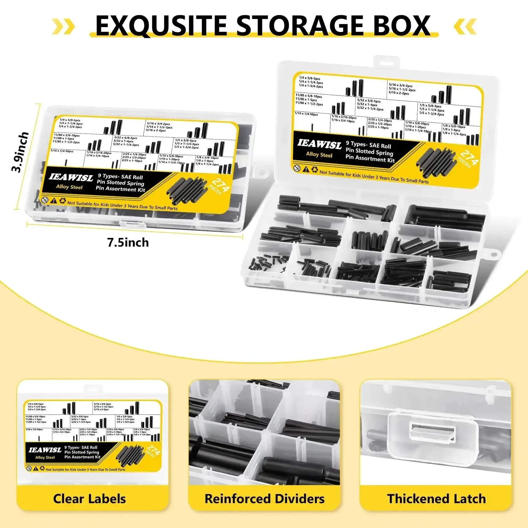 Nine Size 65Mn Steel Black Roll Pin Set For Home And Auto Repairs, Durable High Hardness Roll Pins For Quick Fixes On Housings And Linkages, Ready To Use Assortment For DIYers And Pros - Image 3