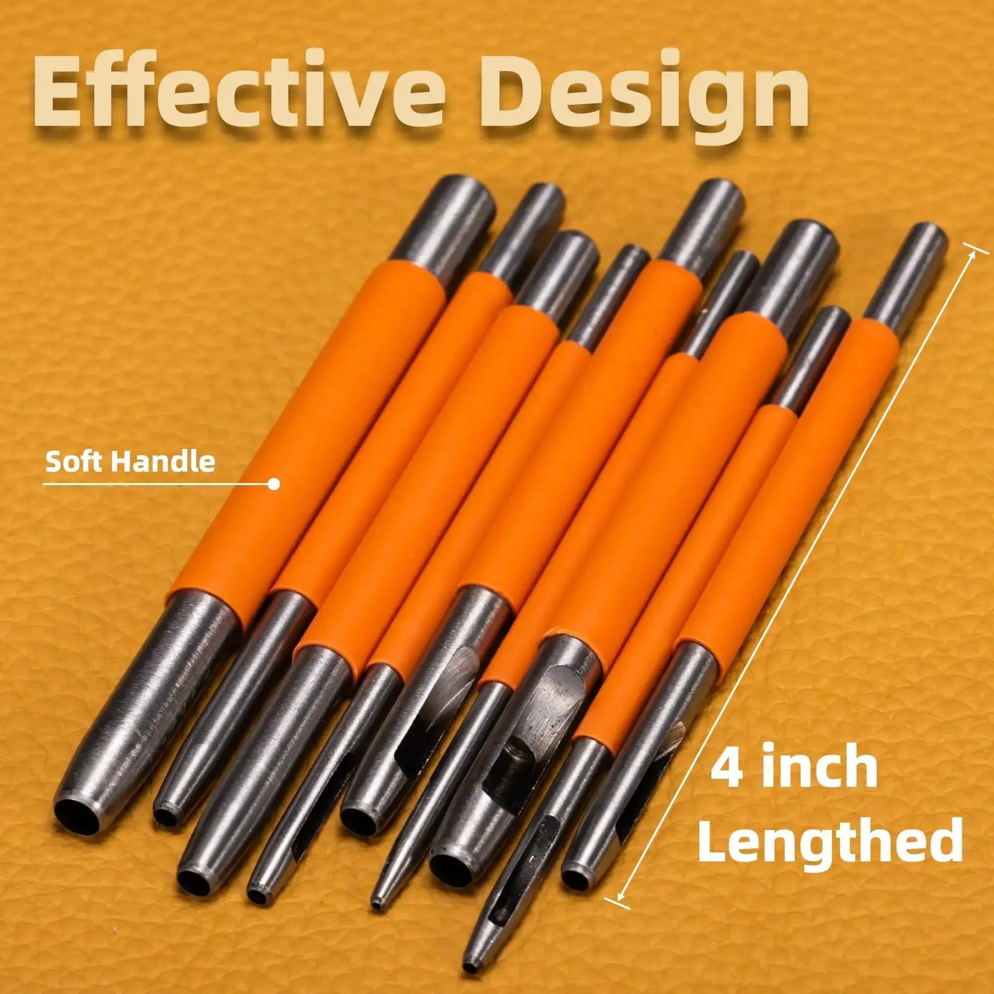 Nine Size Hole Punch Set For Leather Belts And Crafting Heavy Duty Steel With Quenching Process Includes 1mm To 5mm Holes For Precise Leather Work Durable Tool Kit For Pro Grade Belt Making - Image 3