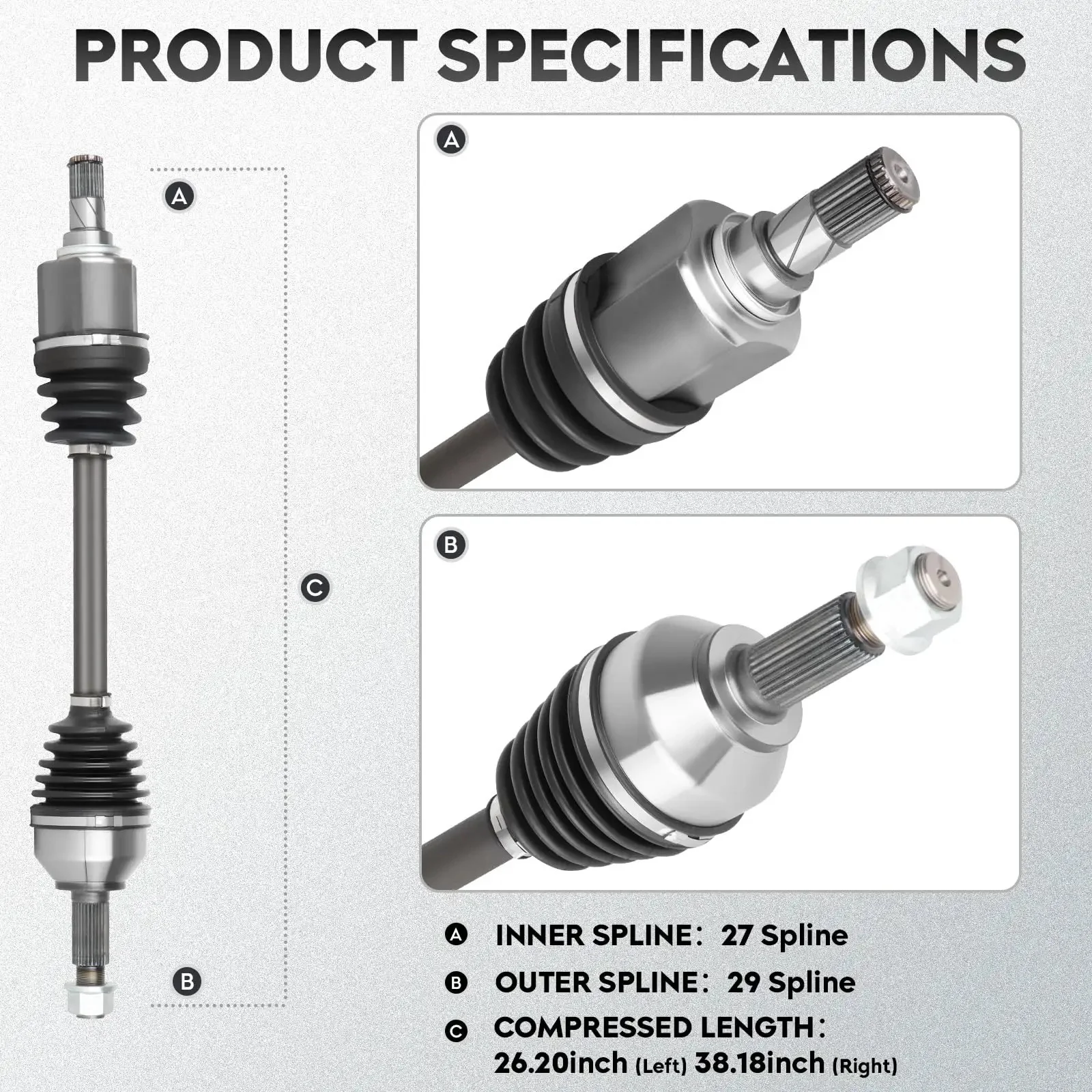 Nissan Altima 2.5L Front CV Axle Shaft Assembly Pair Fit 2007-2013 Not Hybrid Also Compatible With Rogue 2008-2013 And Rogue Select 2014-2015 Front Wheel Drive Only Driver And Passenger Side Easy Install - Image 7