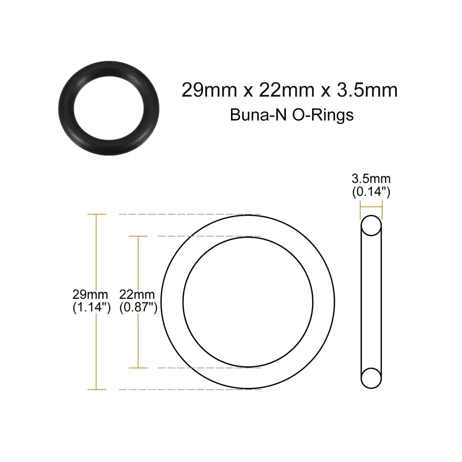 Nitrile Rubber O Rings 29 X 22 X 3.5mm 70A Black 20 Pack For Faucets Hoses Pumps Filters Air Lines And Gas Connections Durable Buna N Sealing Gaskets Heavy Duty - Image 5