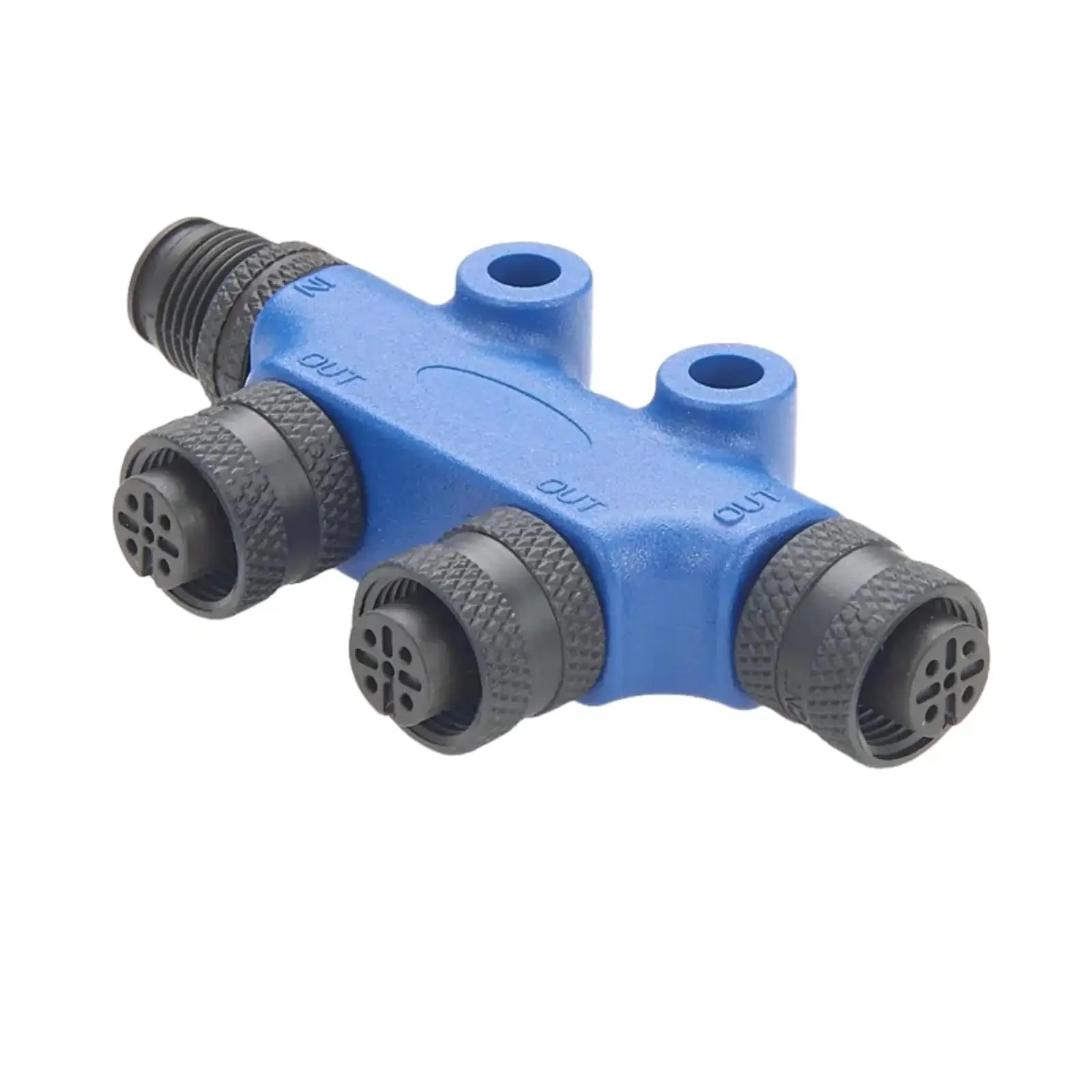 NMEA 2000 N2K T Connector Micro C M12 Backbone Tee Splitter 2 Port IP67 Waterproof Heavy Duty Marine Boat Tee For CAN Bus DeviceNet CANopen Sensor And Actuator Networks Blue - Image 4