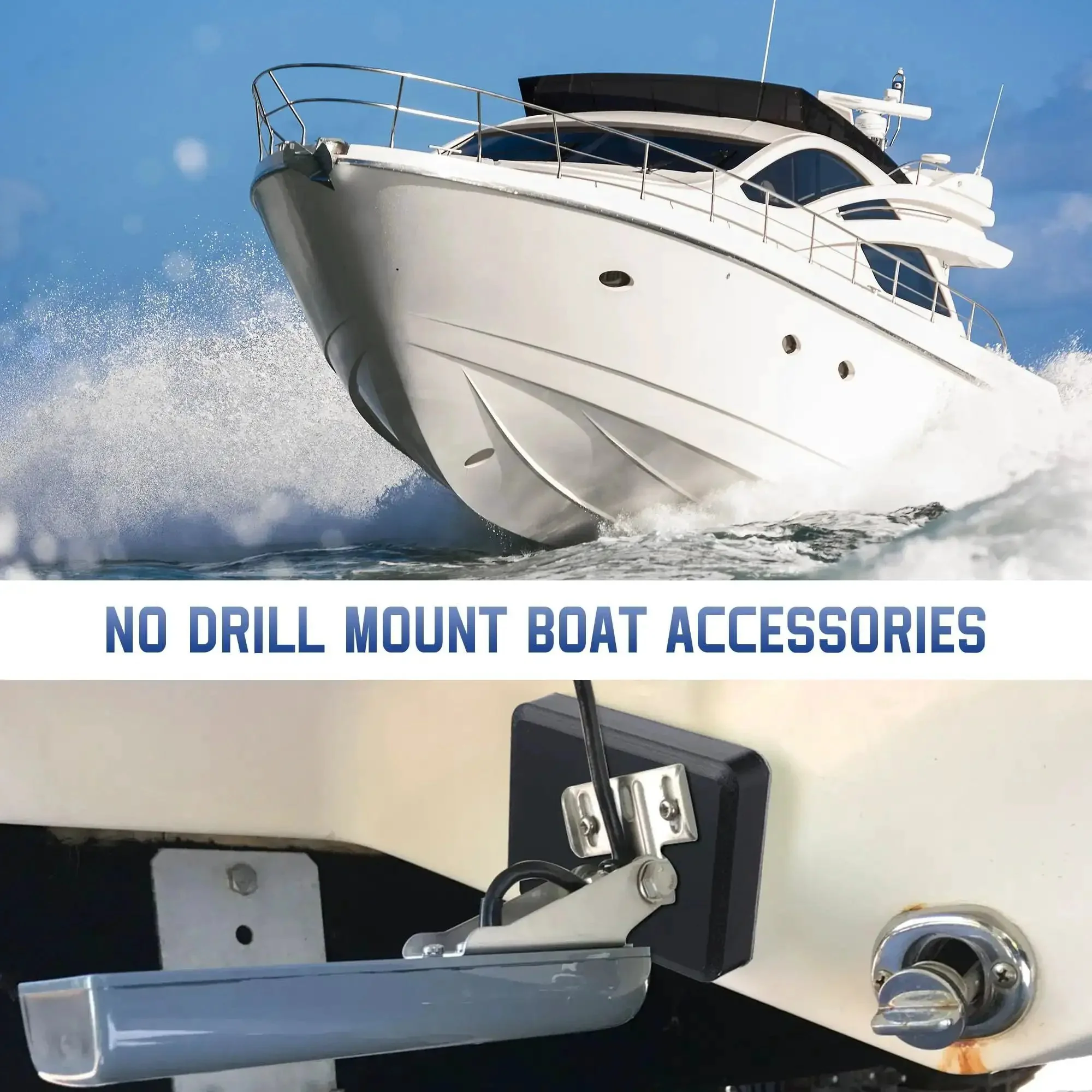 No Drill Transducer Mounting Kit With Adhesive Plate For 25mm Transducers Includes Scouring Pad Cleaning Wipes And Cable Clips No Drill Sensor Mount Super Easy Screwless Install For Boats And Marine Electronics Black 4.3 Inch By 3.5 Inch - Image 7