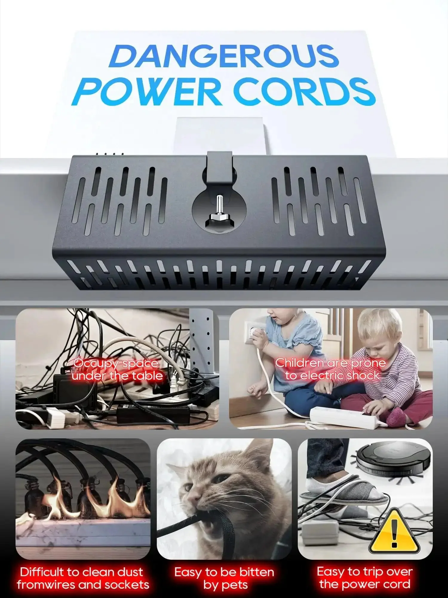 No Drill Under Desk Cable Management Tray With Clamp On Design, Heavy Duty Metal Wire Organizer For Office And Home, 13.8 Inch By 5.3 Inch By 4.7 Inch, Punch Free Desk Cable Tray, Black - Image 8