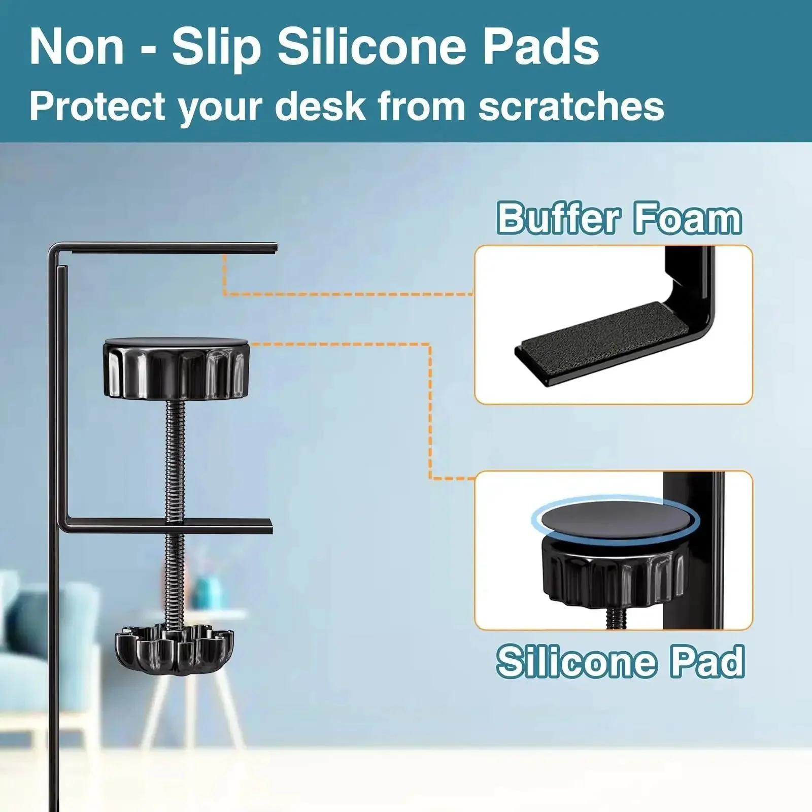 No Drill Under Desk Cable Tray With Clamp Mount Fifteen Point Seven Inch Cord Organizer For Table Carbon Steel Cable Management For Office Or Home Easy To Reposition Without Screws Black - Image 6